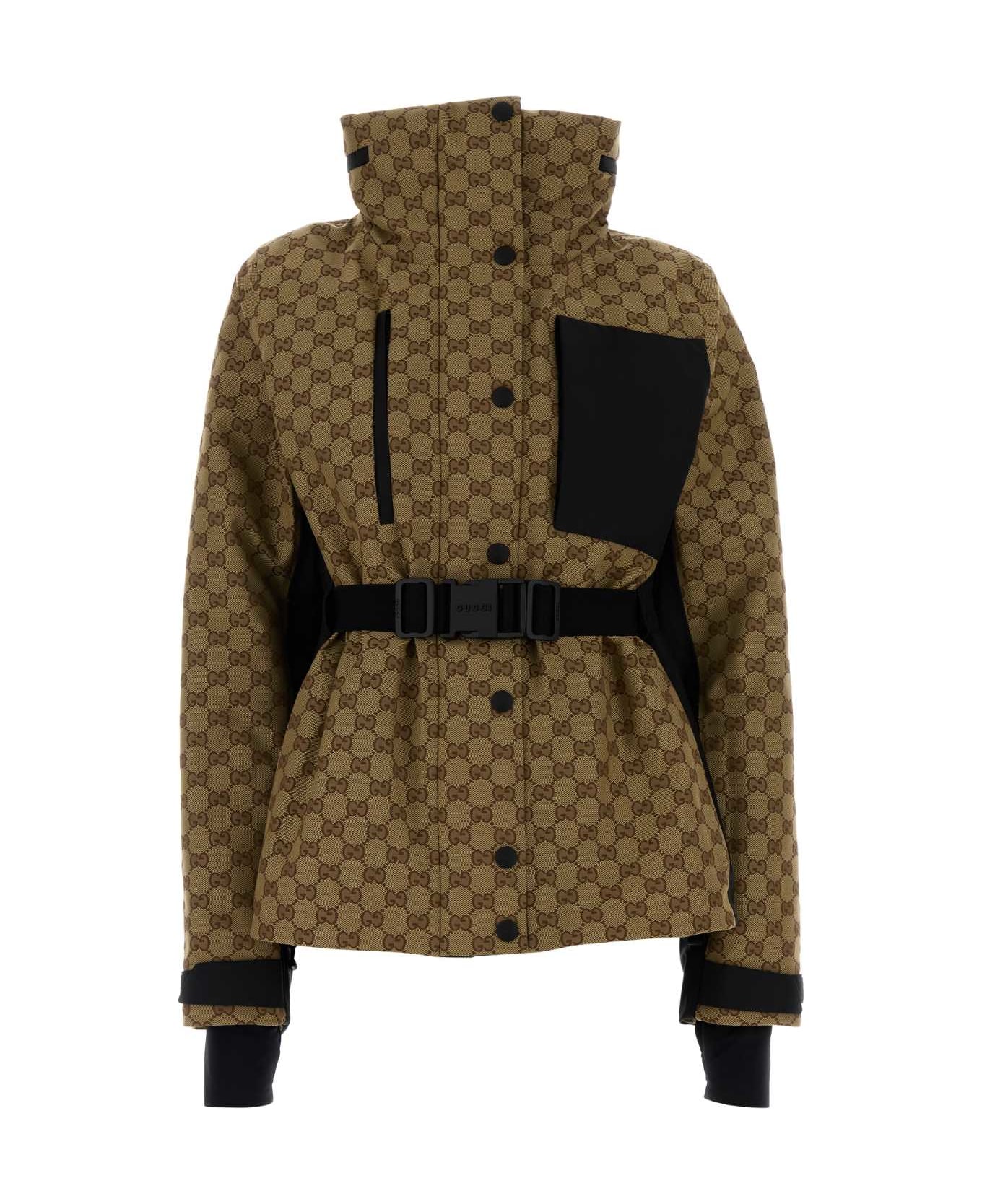 Gucci Embroidered Nylon Padded Jacket - BEIGEEBONY