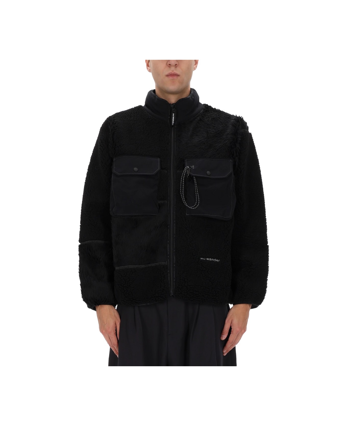 And Wander "mix Boa" Jacket - BLACK