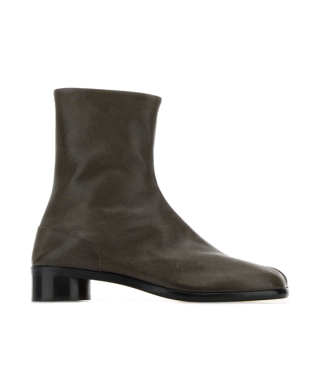 Maison Margiela Olive Green Leather Tabi Ankle Boots - COLDBROWN ブーツ