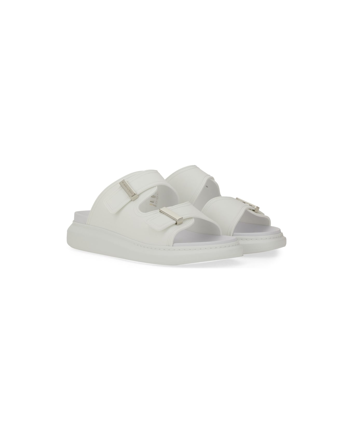 Alexander McQueen Hybrid Double Buckle Sandal - SILVER