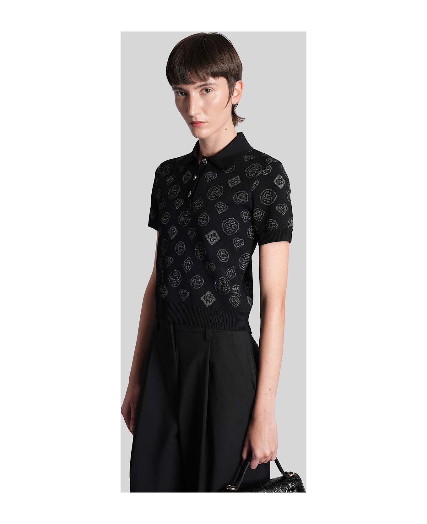 Casablanca Polo In Black Viscose - black