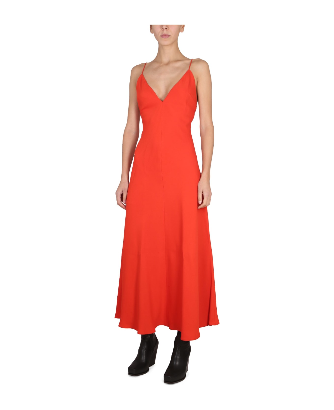 Stella McCartney Maxi V-neck Dress - ROSSO