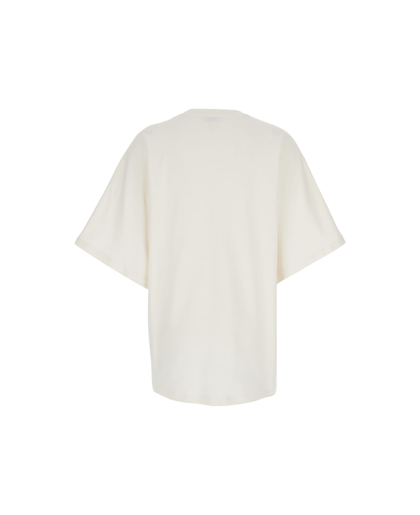 AG Jeans White Crewneck T-shirt With Logo Printed On The Back In Cotton Woman - White