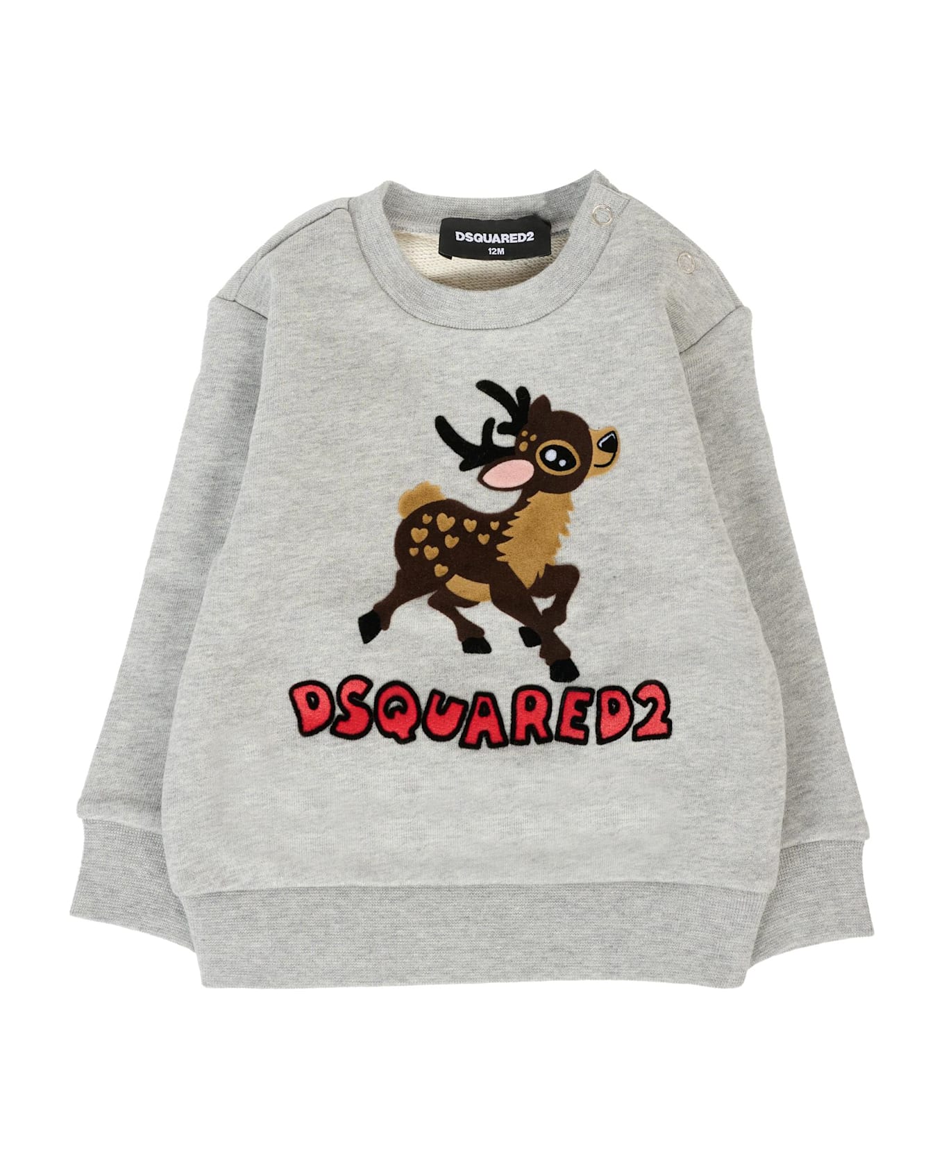 Dsquared2 Grey Sweatshirt For Baby Boy With Reindeer And Logo - Grey