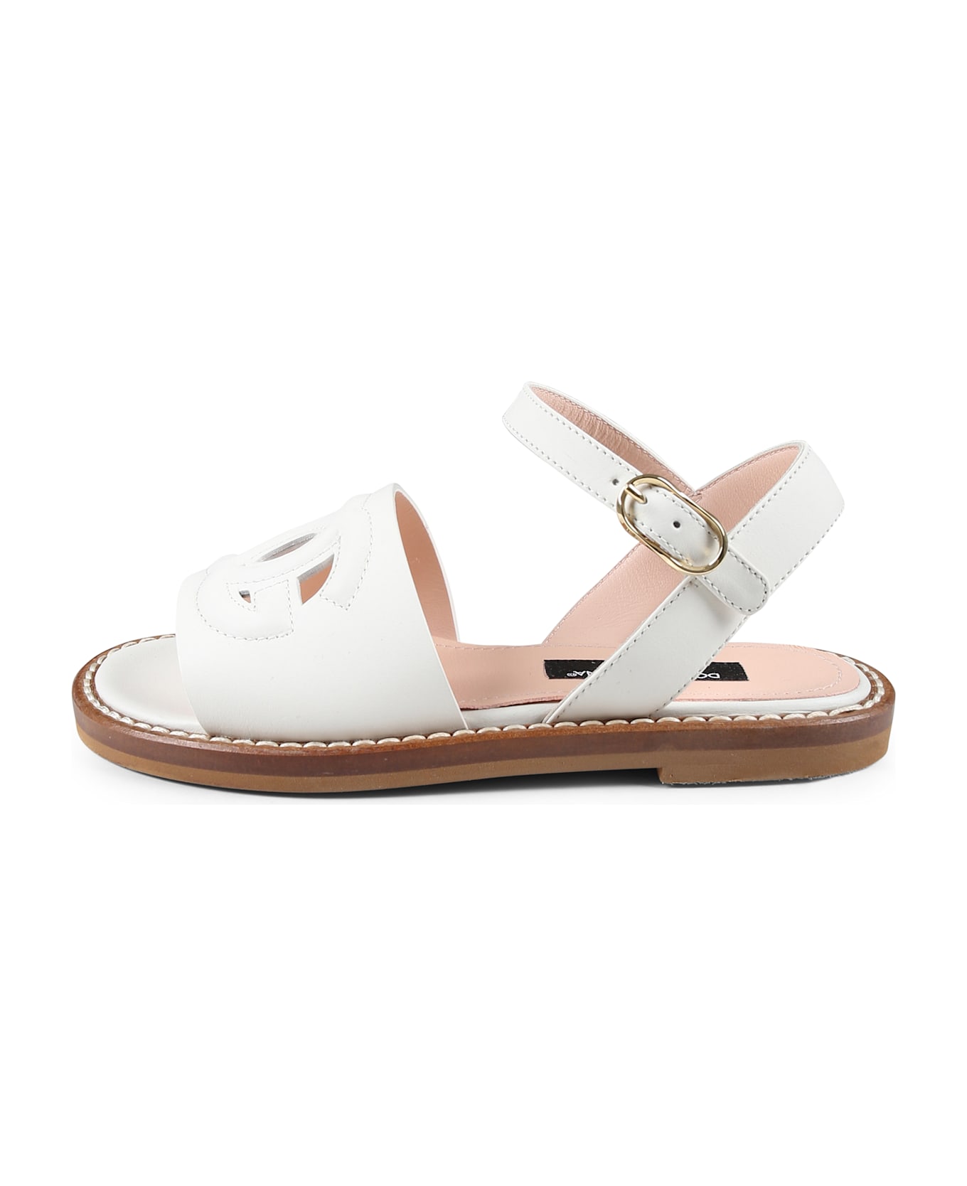 Dolce 
Gabbana White Sandals For Girl With Dg Logo - White