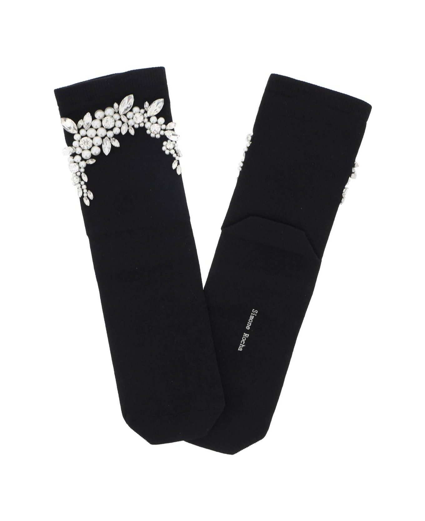 Simone Rocha Socks With Pearls And Crystals - BLACK PEARL CLEAR (Black) 靴下＆タイツ