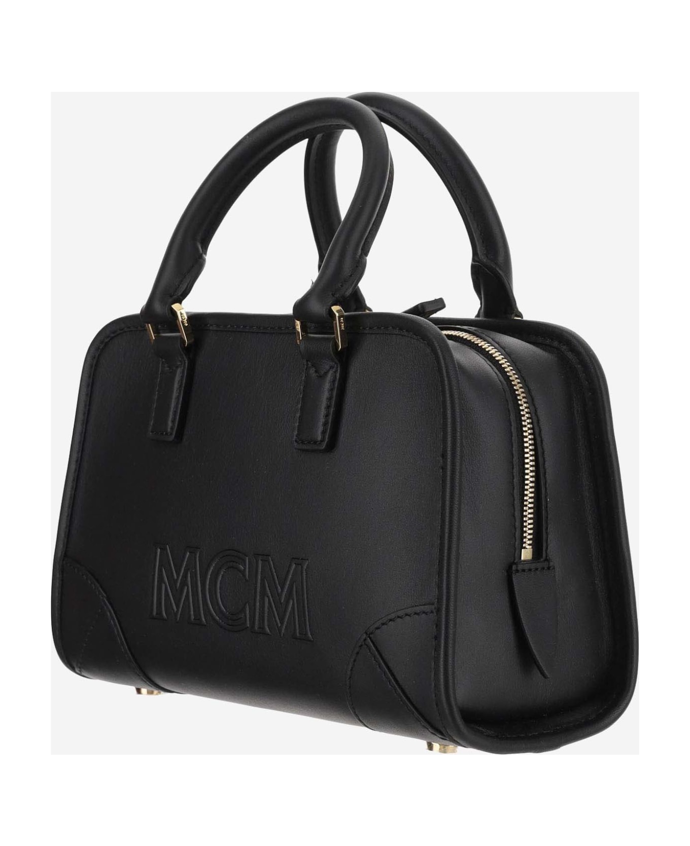 MCM Leather Boston Bag - Black