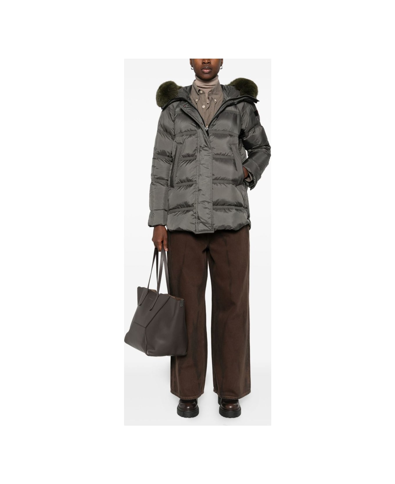 Peuterey Hooded Midi Down Jacket - Green