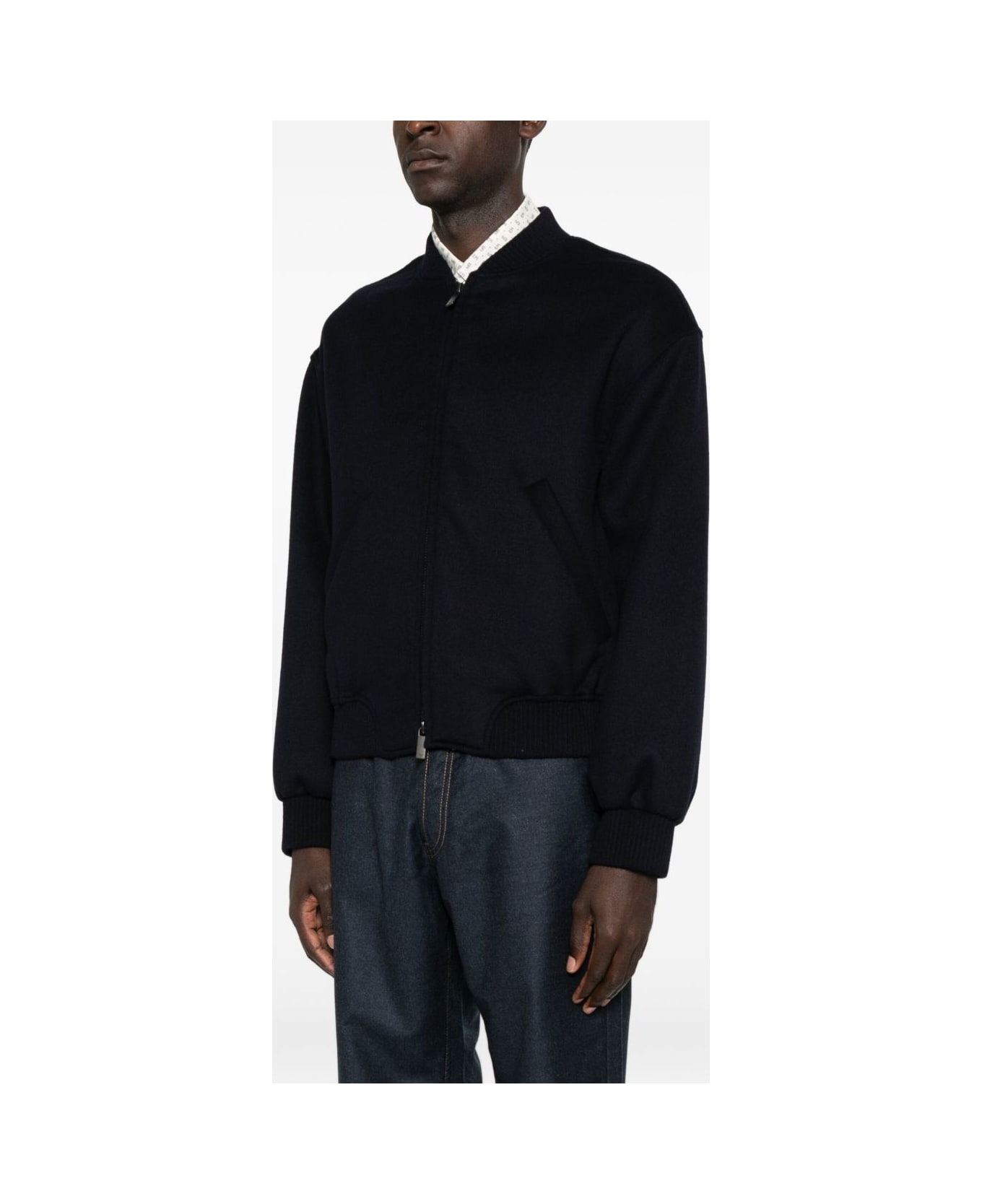 Emporio Armani Zipped Bomber Jacket - Blue