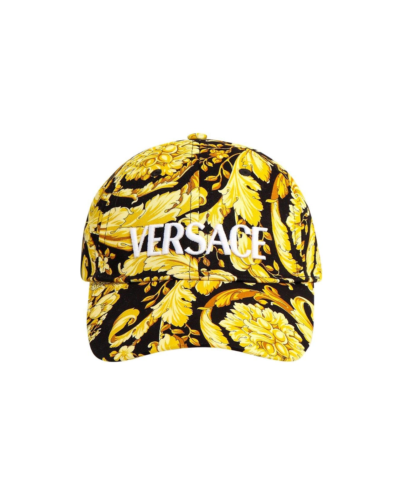 Versace Barocco Printed Baseball Cap - NERO ORO 帽子