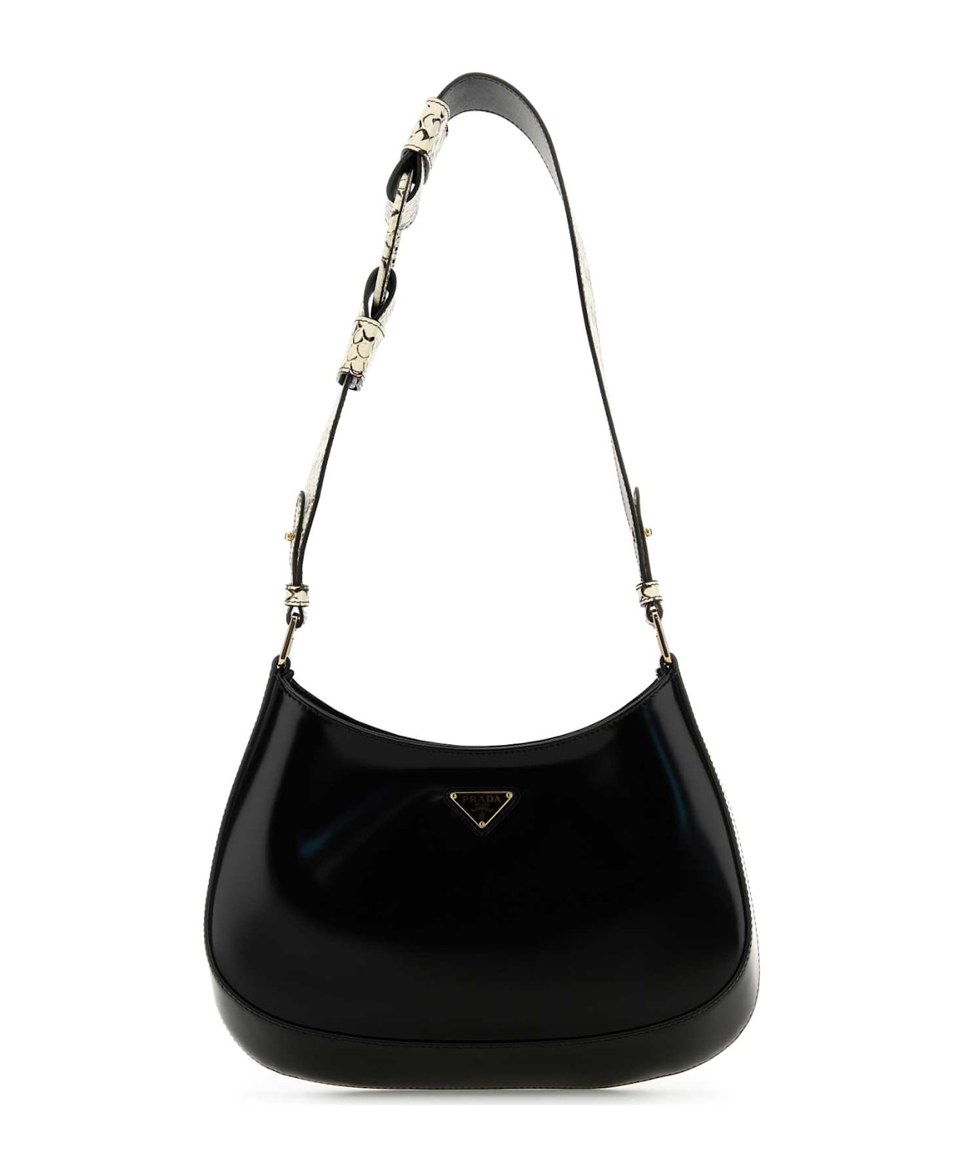 Prada Black Leather Cleo Shoulder Bag - NERO+ROCCIA1