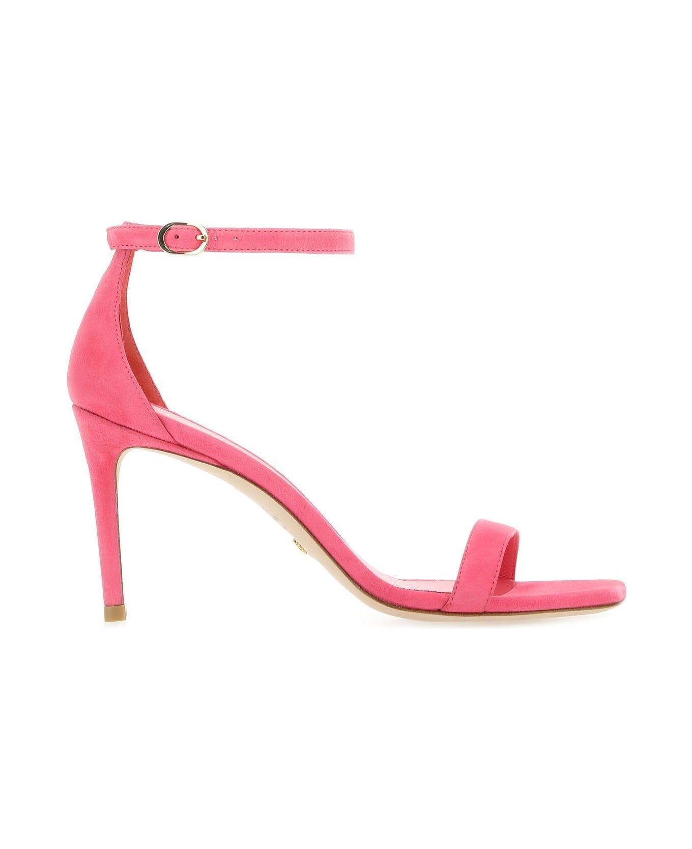 Stuart Weitzman Pink Suede Nunakedcurve 85 Sandals - Hot Pink