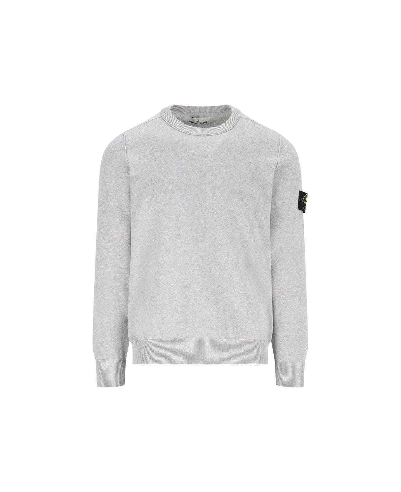 Stone Island Compass Patch Crewneck Jumper - Grey