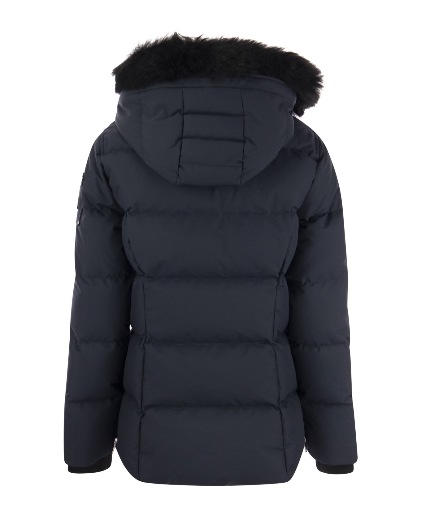 Moose Knuckles Cloud 3q - Down Jacket With Hood And Fur - Blue コート