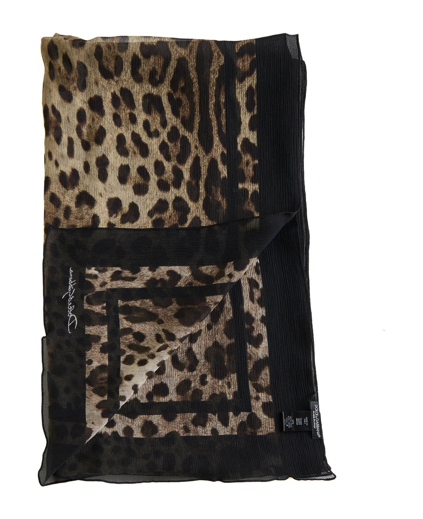 Dolce stripe & Gabbana 'leopard' Scarf - Dolce stripe & Gabbana crystal-embellished fringed top
