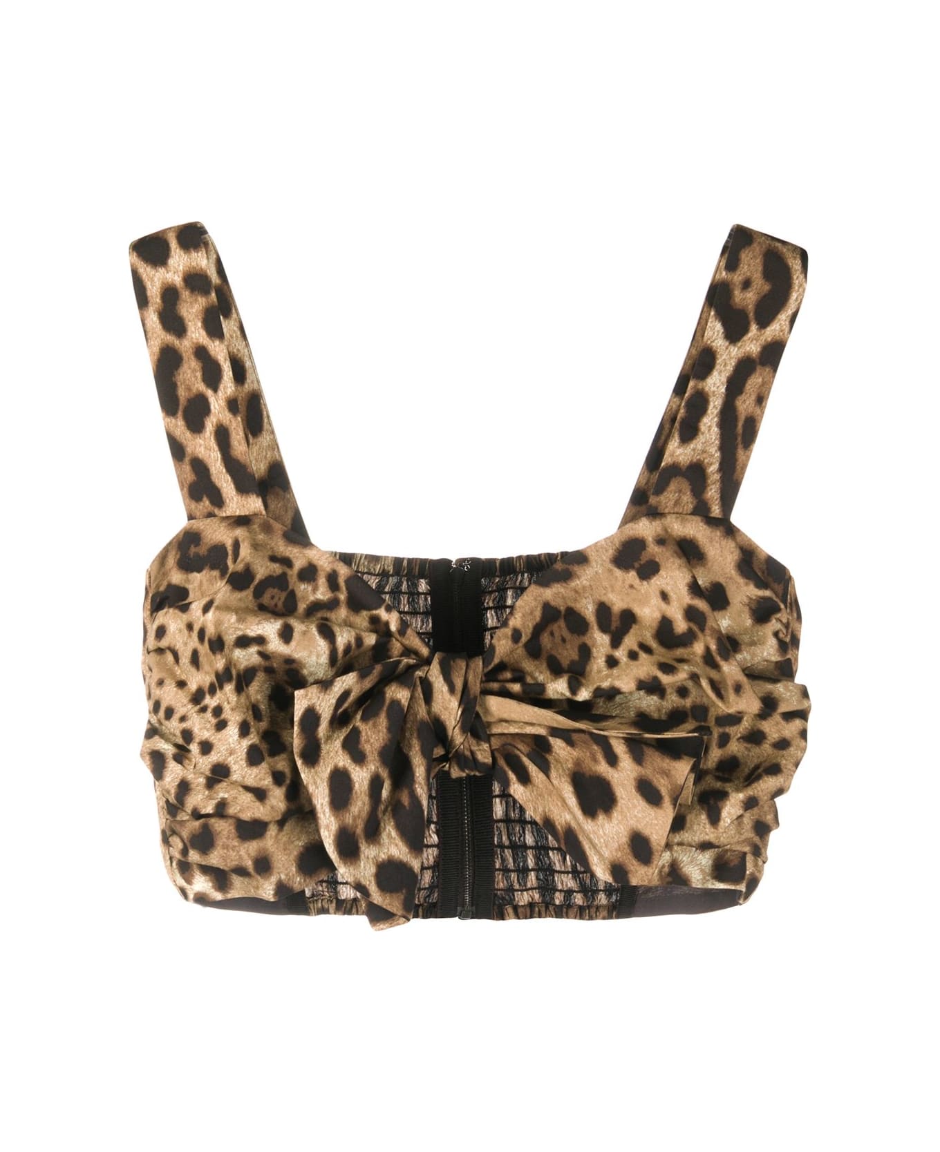 Dolce & Gabbana Leopard Print Bustier Top - Brown