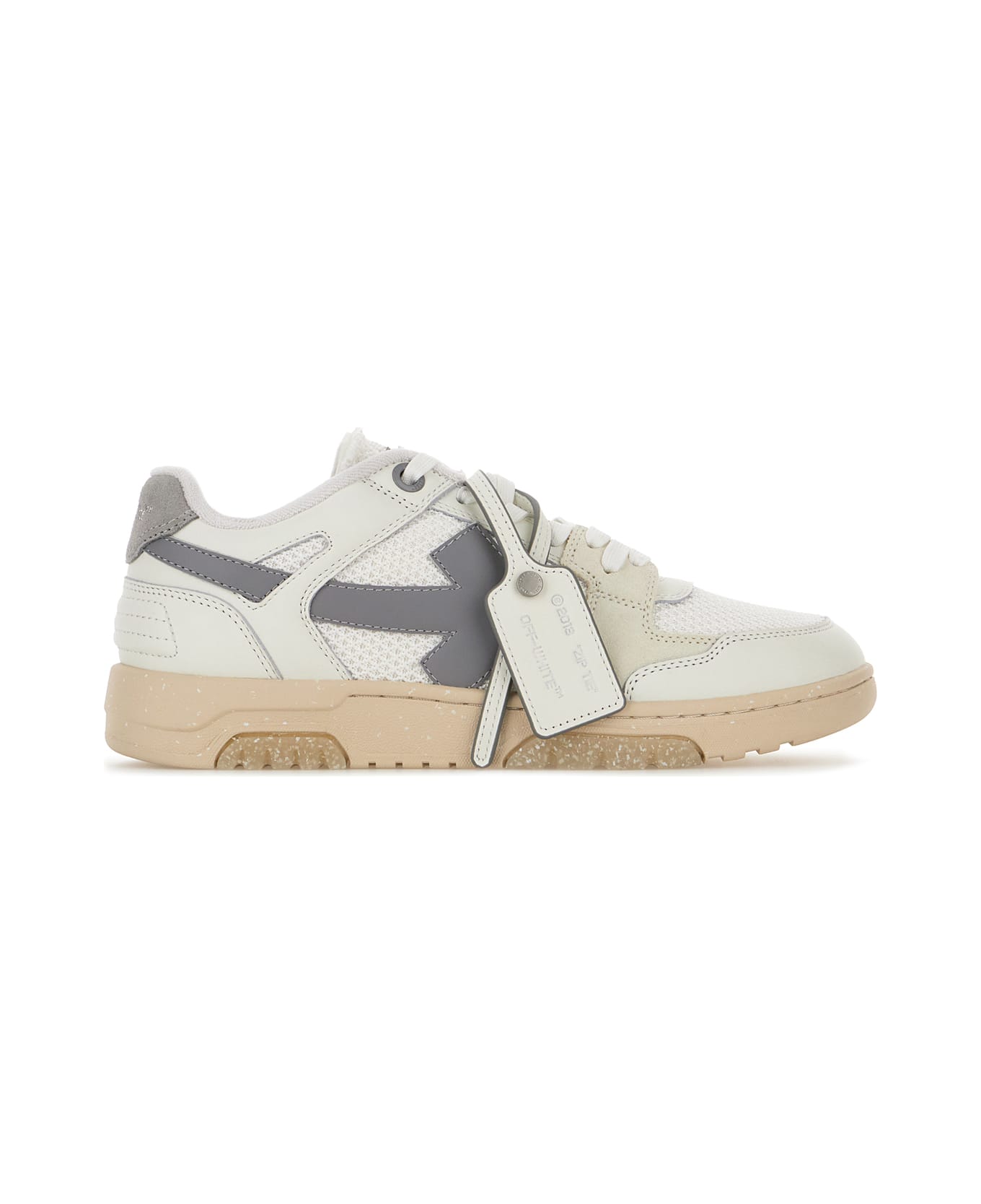 Off-White Two-tone Leather And Polyester Out Off Office Sneakers - WHITE GREY