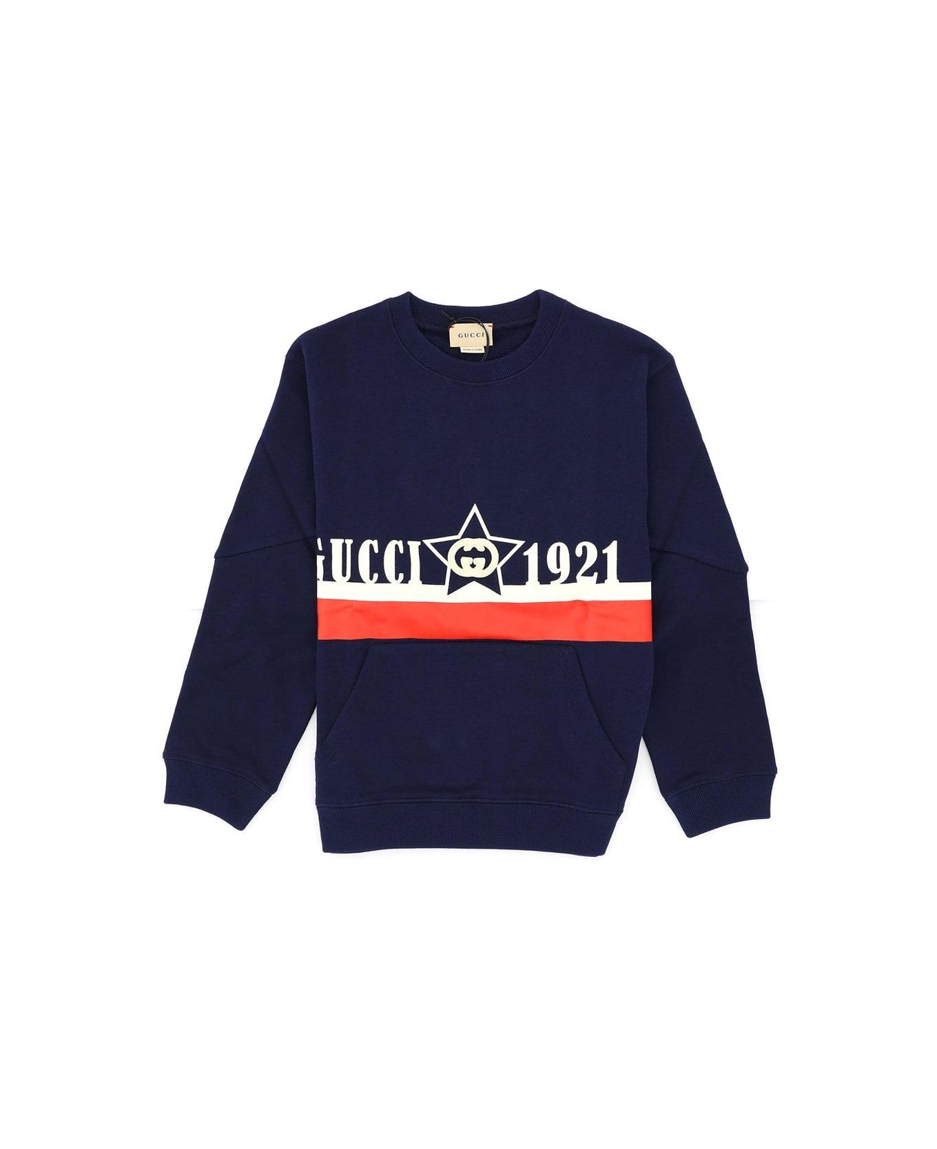 Gucci Logo Printed Long-sleeved Sweatshirt - Dark Night