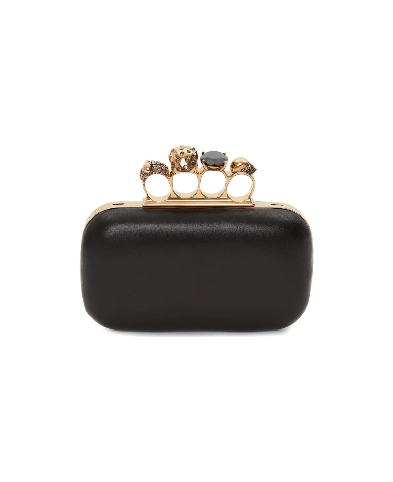 Alexander McQueen Knuckle Clutch With Chain In Black - Black クラッチバッグ