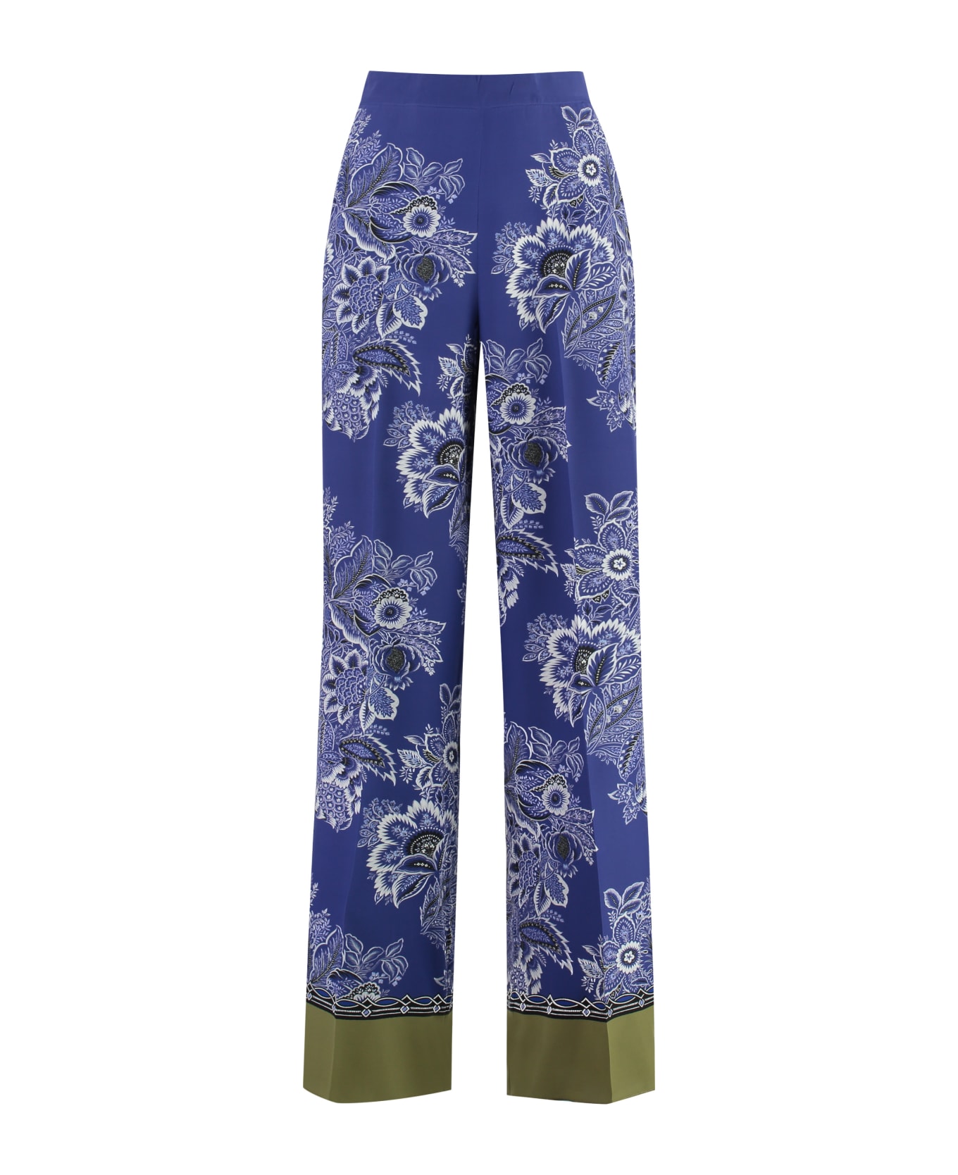 Etro Printed Silk Pants - Blu