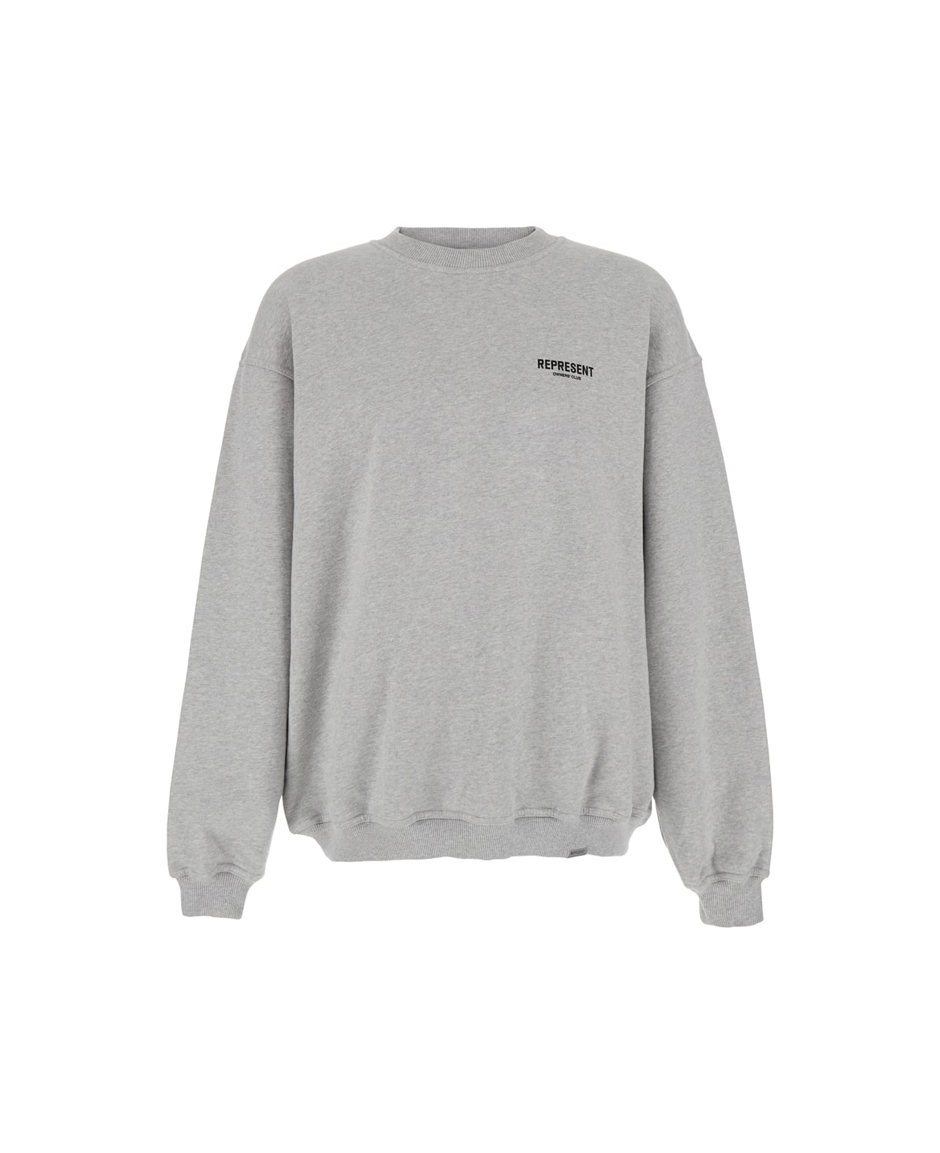 REPRESENT Grey Crewneck Sweatshirt With Logo Lettering On The Front And Maxi Logo Print On The Rear In Cotton Man - Grey