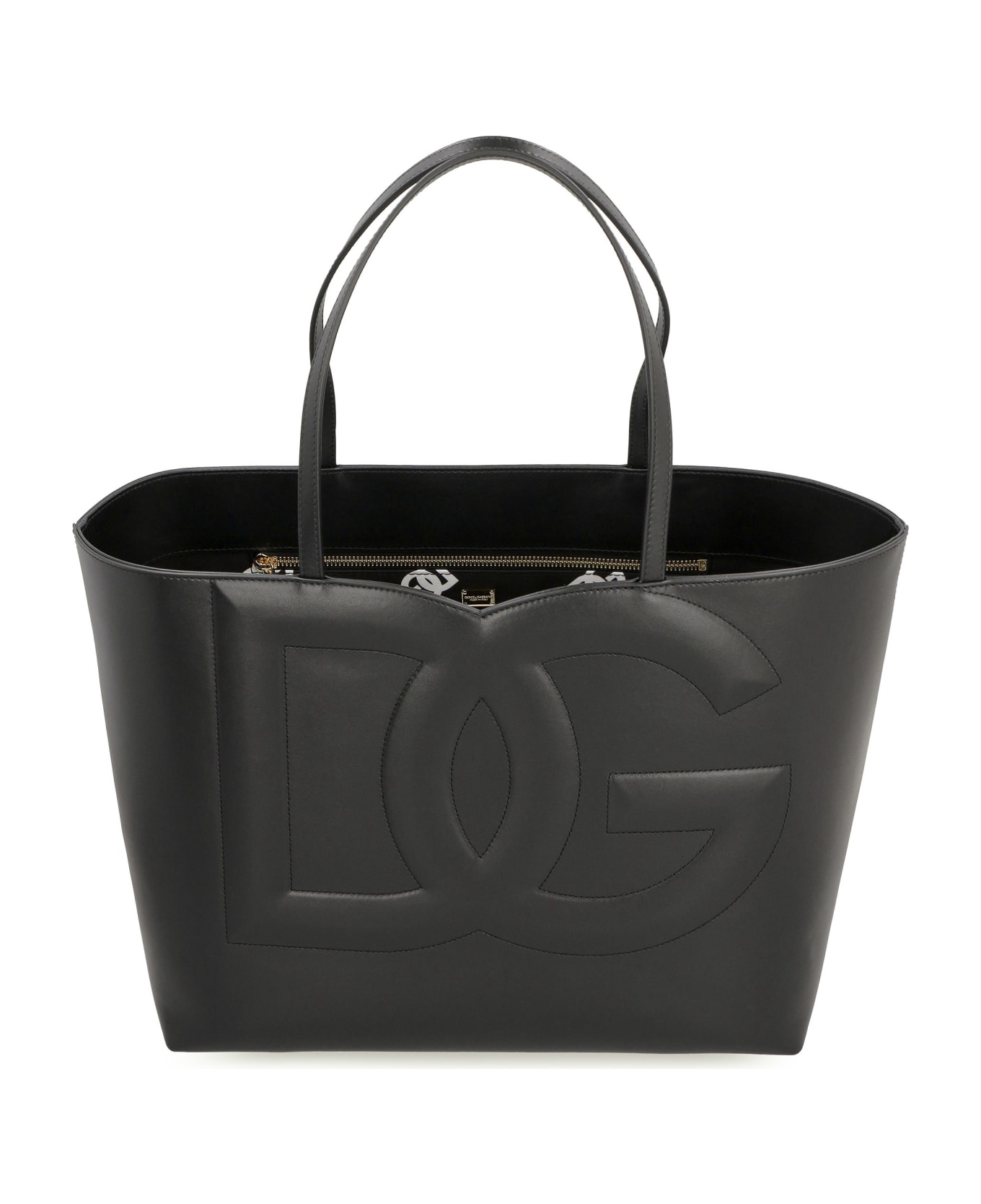 Dolce & Gabbana Dg Logo Leather Tote Bag - black