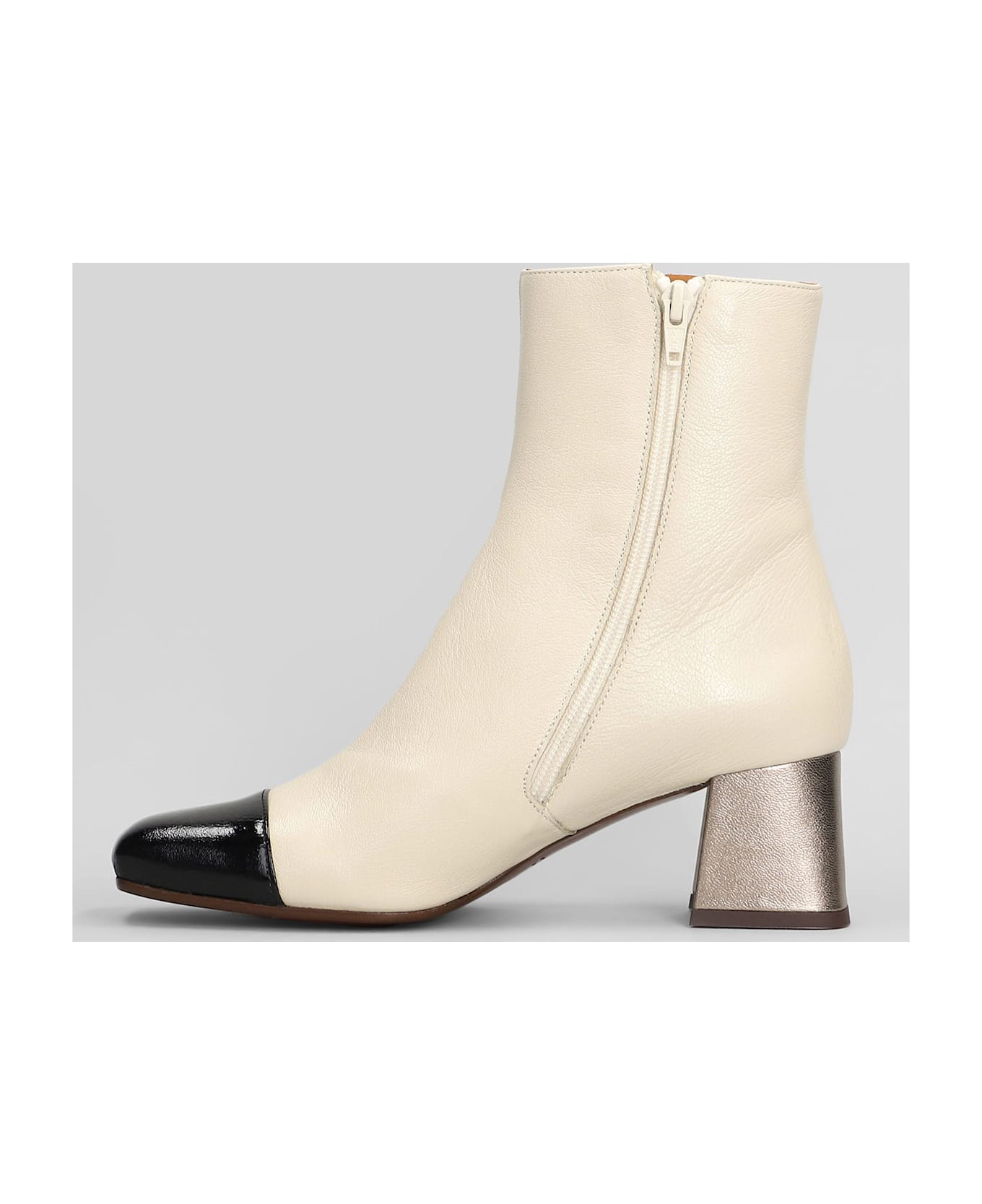 Chie Mihara Volkiria High Heels Ankle Boots In White Leather - white