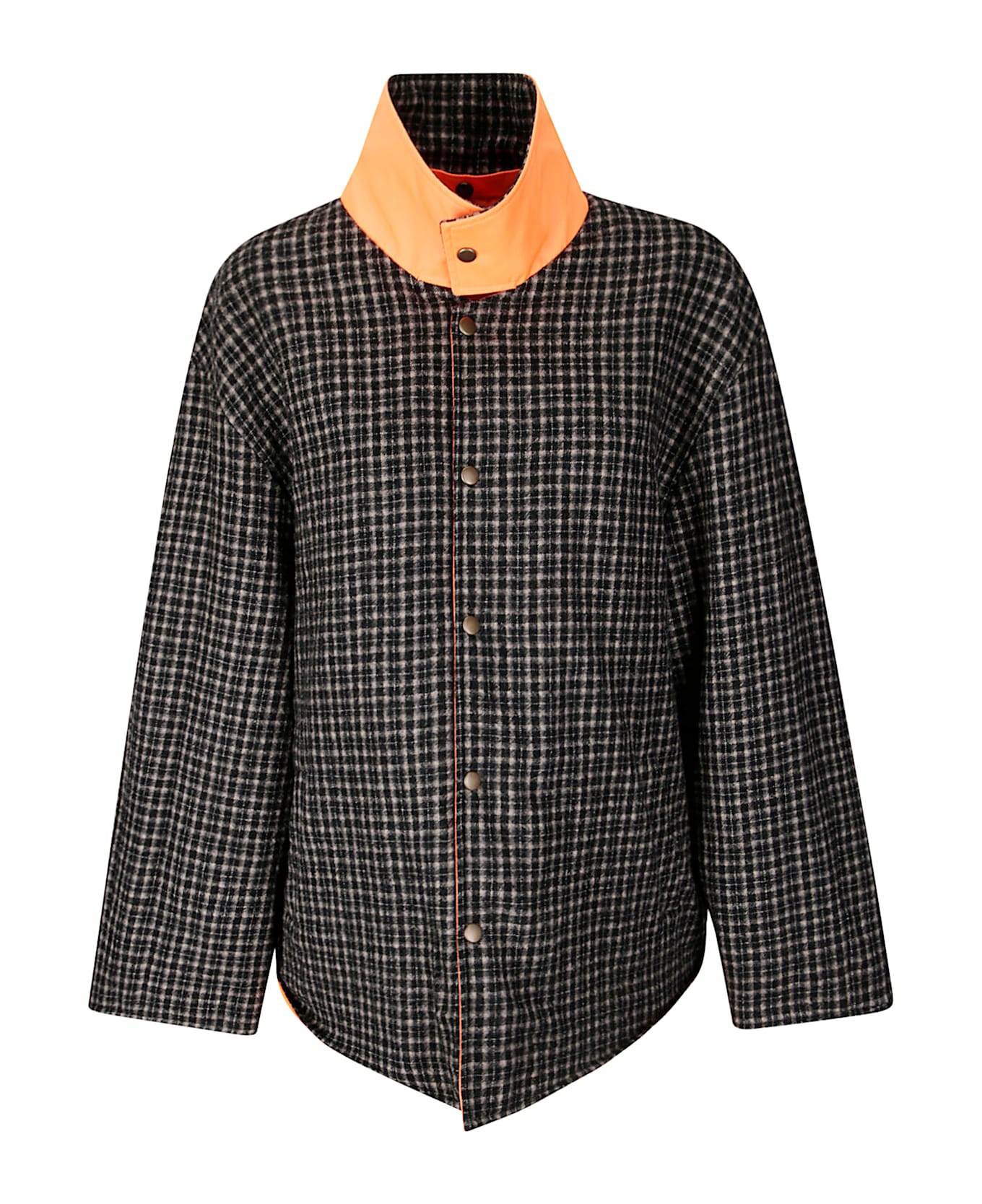 Maison Margiela Orange Fluo Cropped Reversable Jacket - Orange Fluo/Black Check