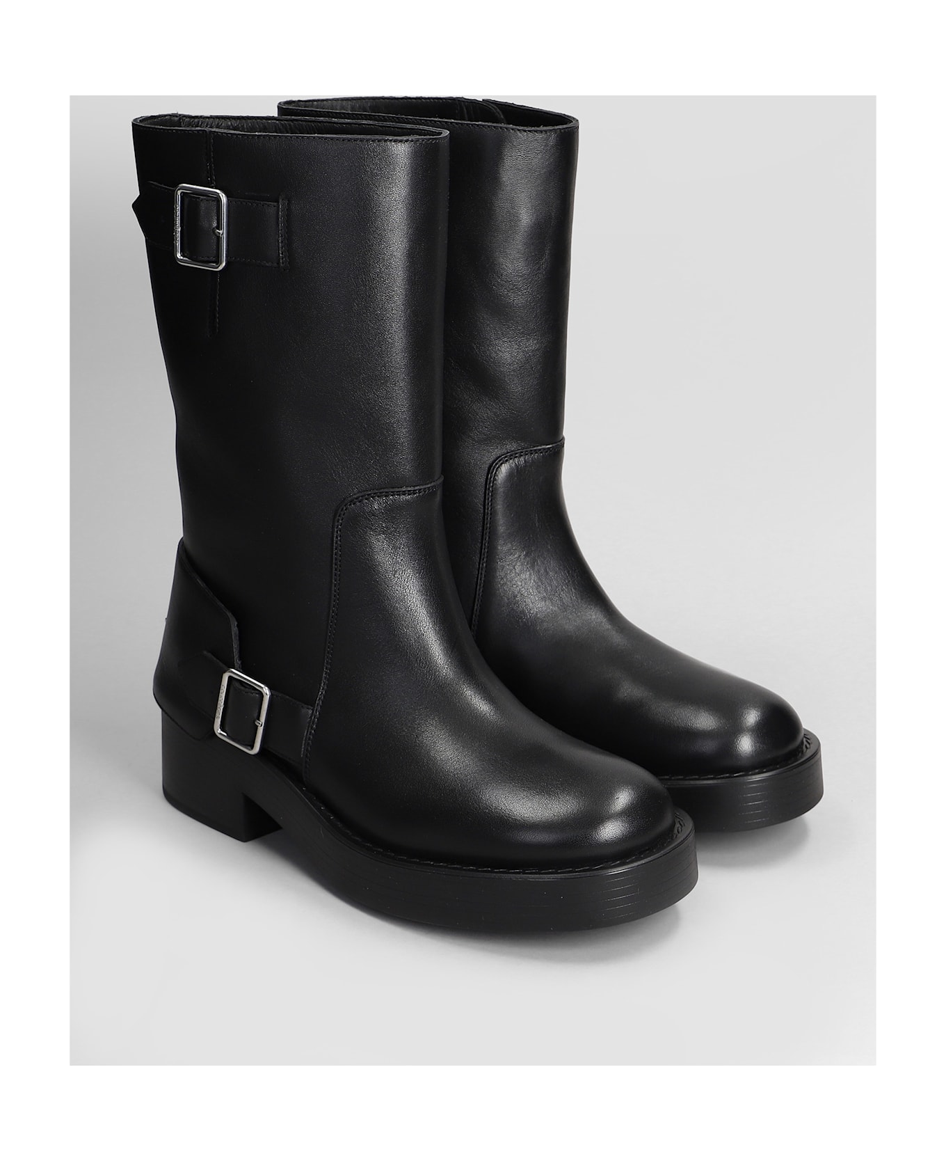 Courrèges Americana Boots High Heels Boots In Black Leather - black