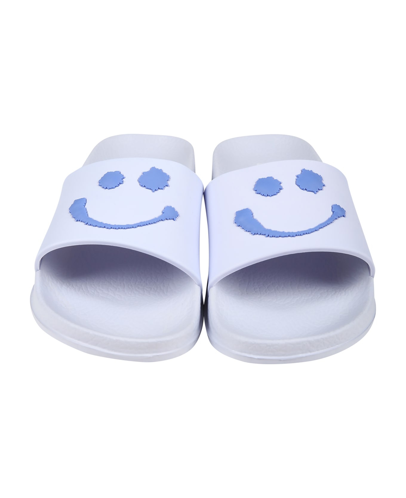 Molo Light Blue Slippers For Kids With Smiley - Light Blue シューズ