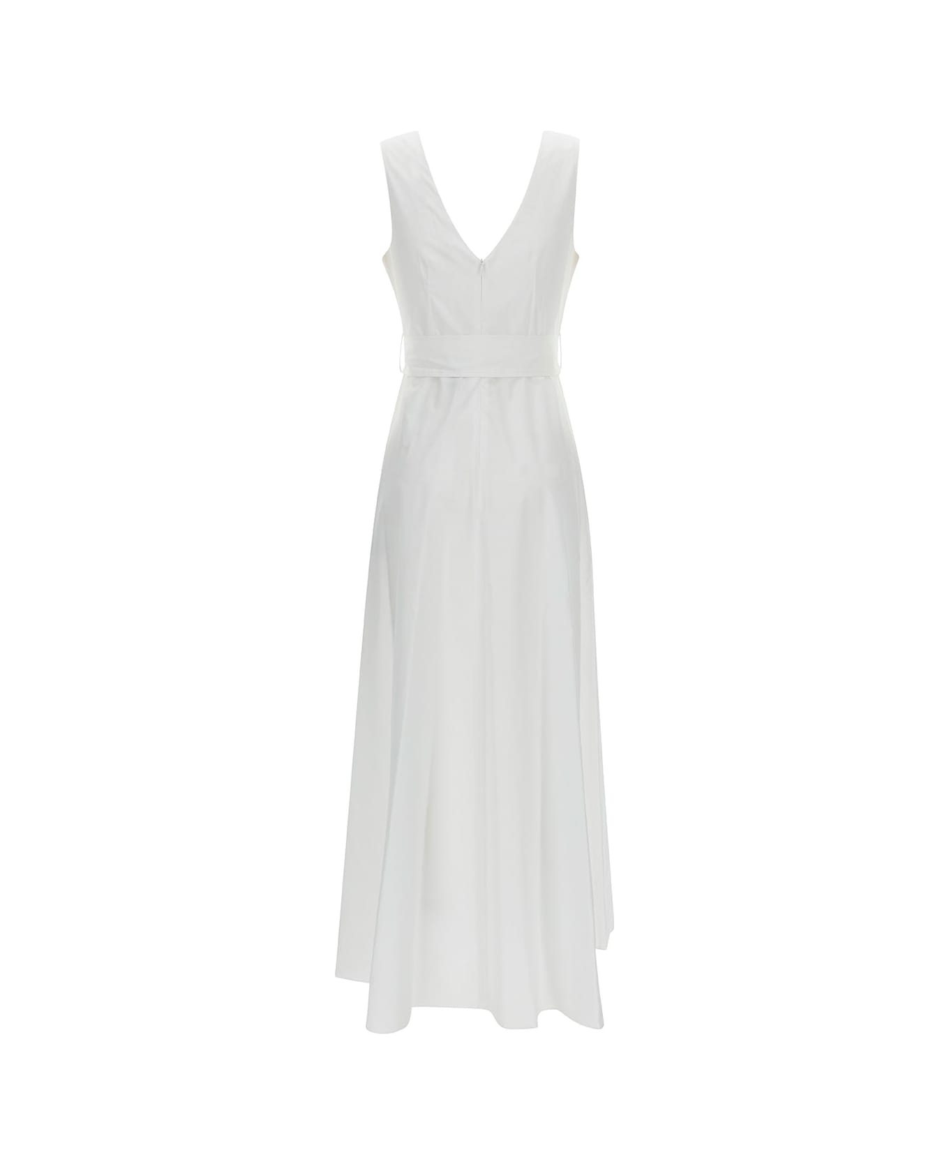 Parosh Long White Dress With Knot Detail In Cotton Woman - White ワンピース＆ドレス