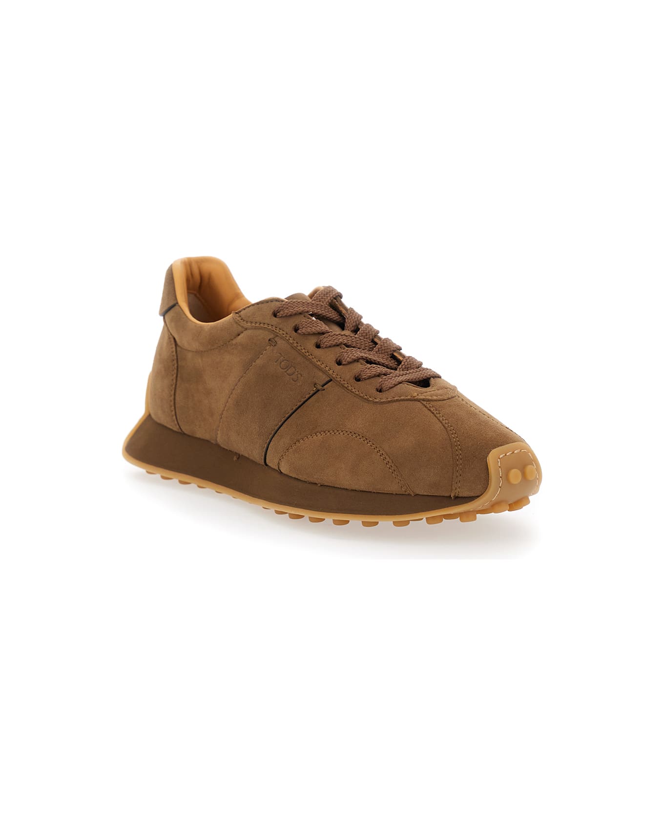 Tod
s Brown Low Top Sneakers With Cleat Details On Heel And Sole In Leather Woman - Brown
