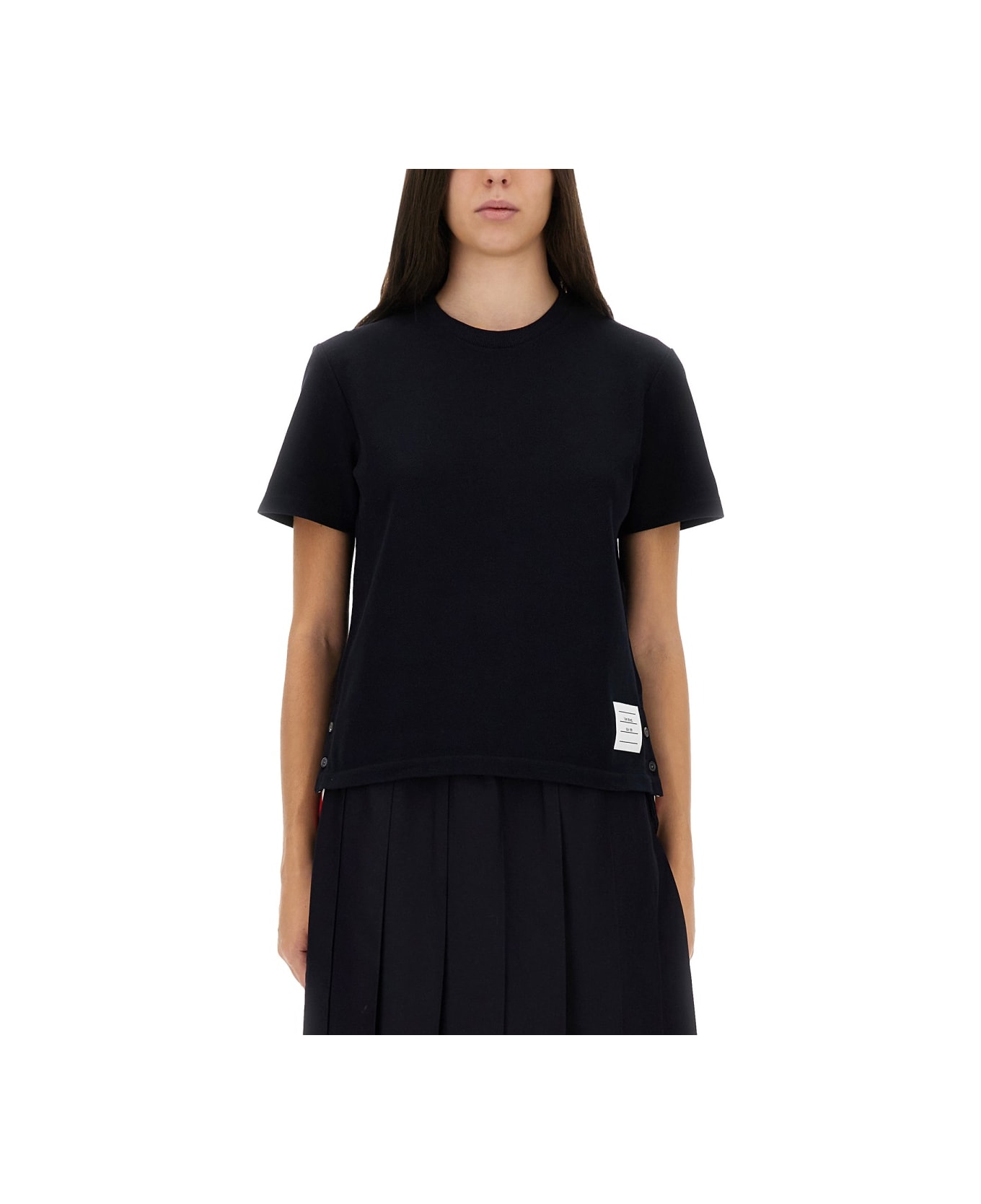 Thom Browne T-shirt With Stripes - BLUE