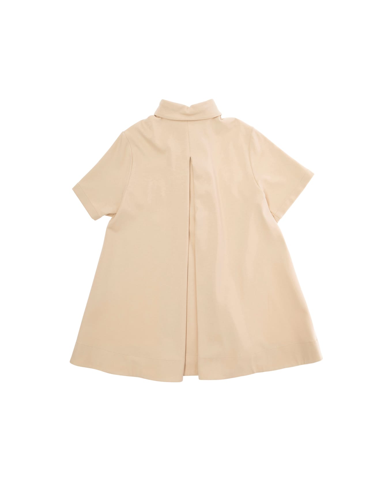 Fendi 'lien' Beige Dress With Classic Collar And Patch Pocket With Ff Logo In Tech Fabric Girl - Beige