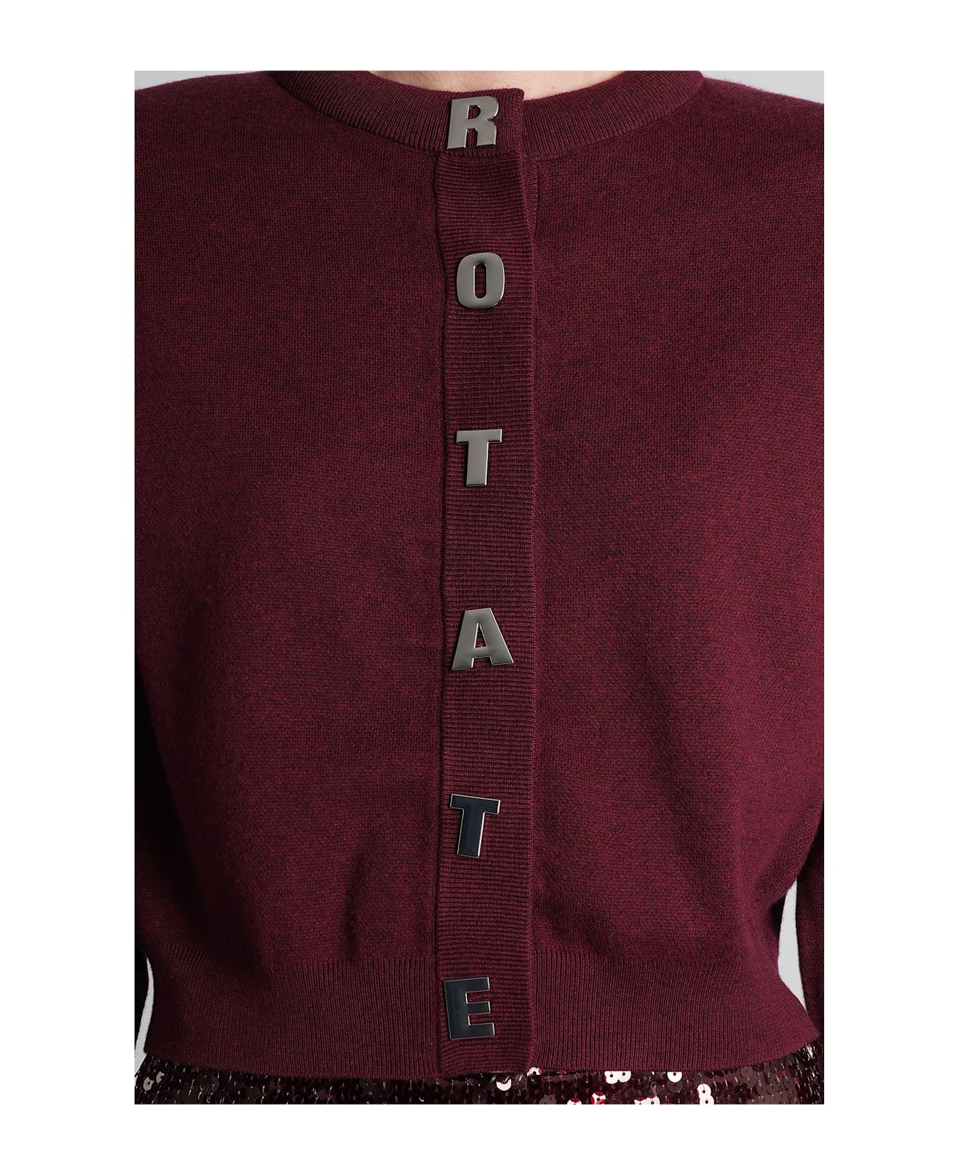 Rotate by Birger Christensen Cardigan In Bordeaux Cotton - bordeaux