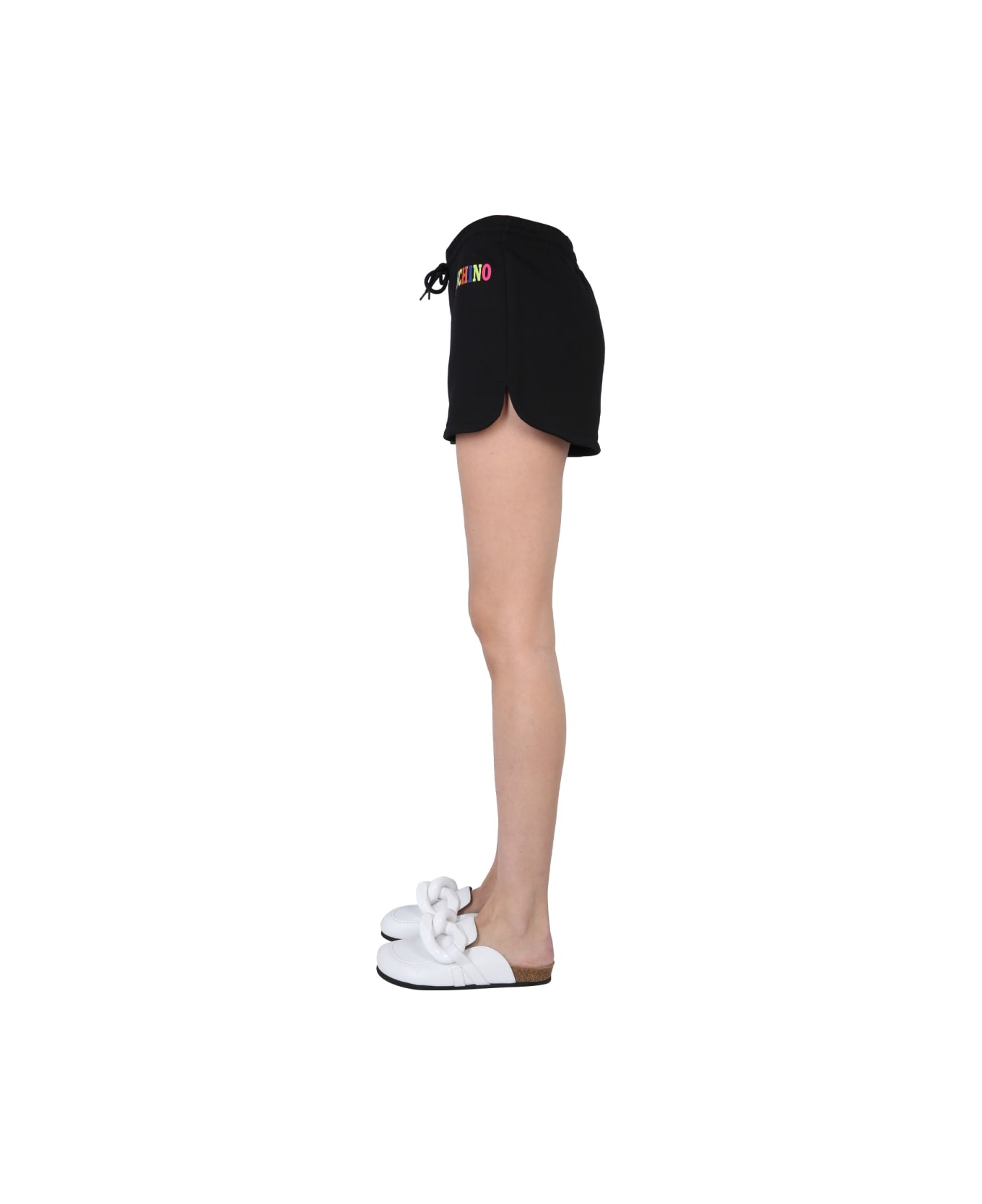 Moschino Multicolor Logo Shorts - BLACK