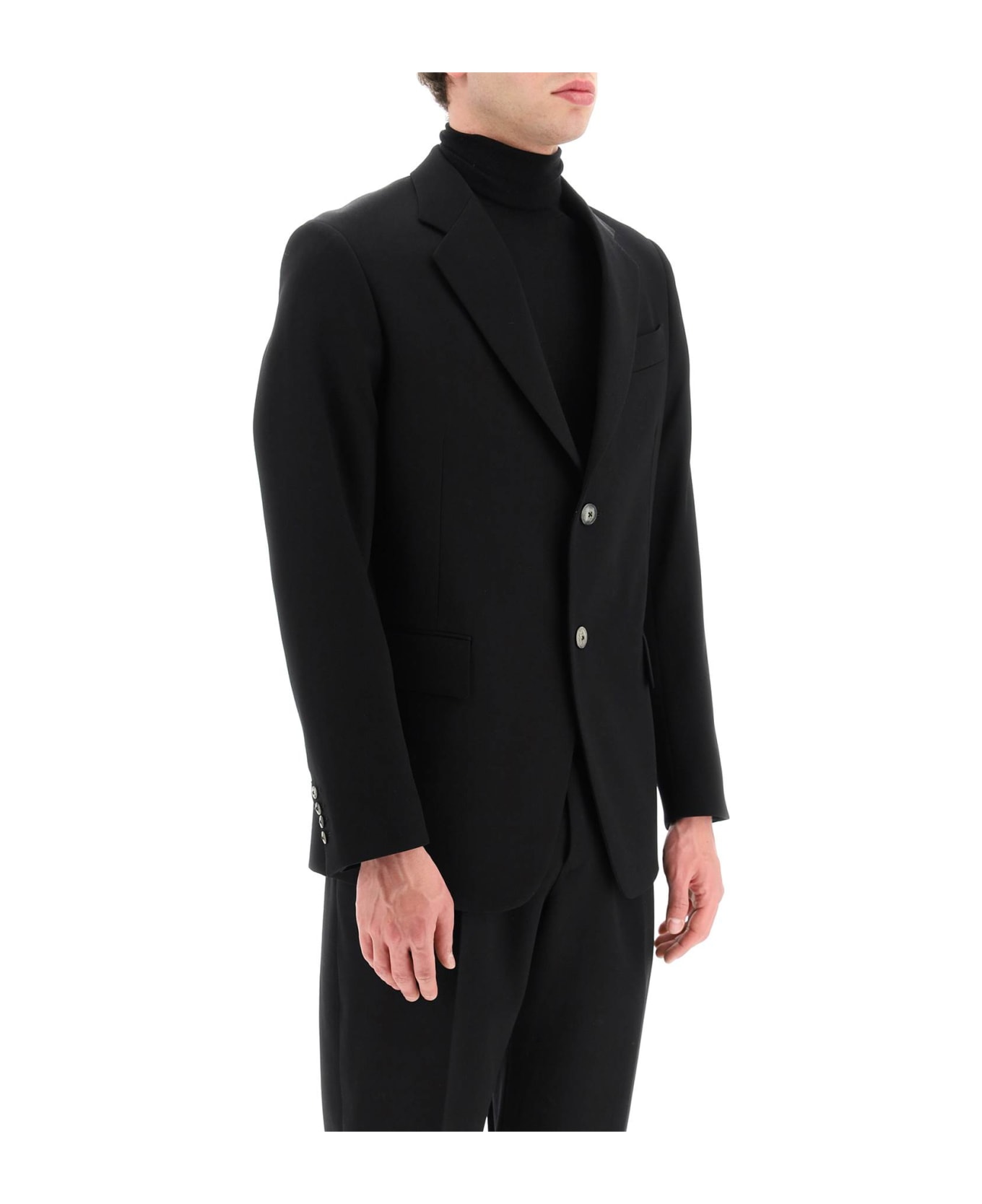 Lanvin Wool Single Breast Blazer Jacket - BLACK (Black)