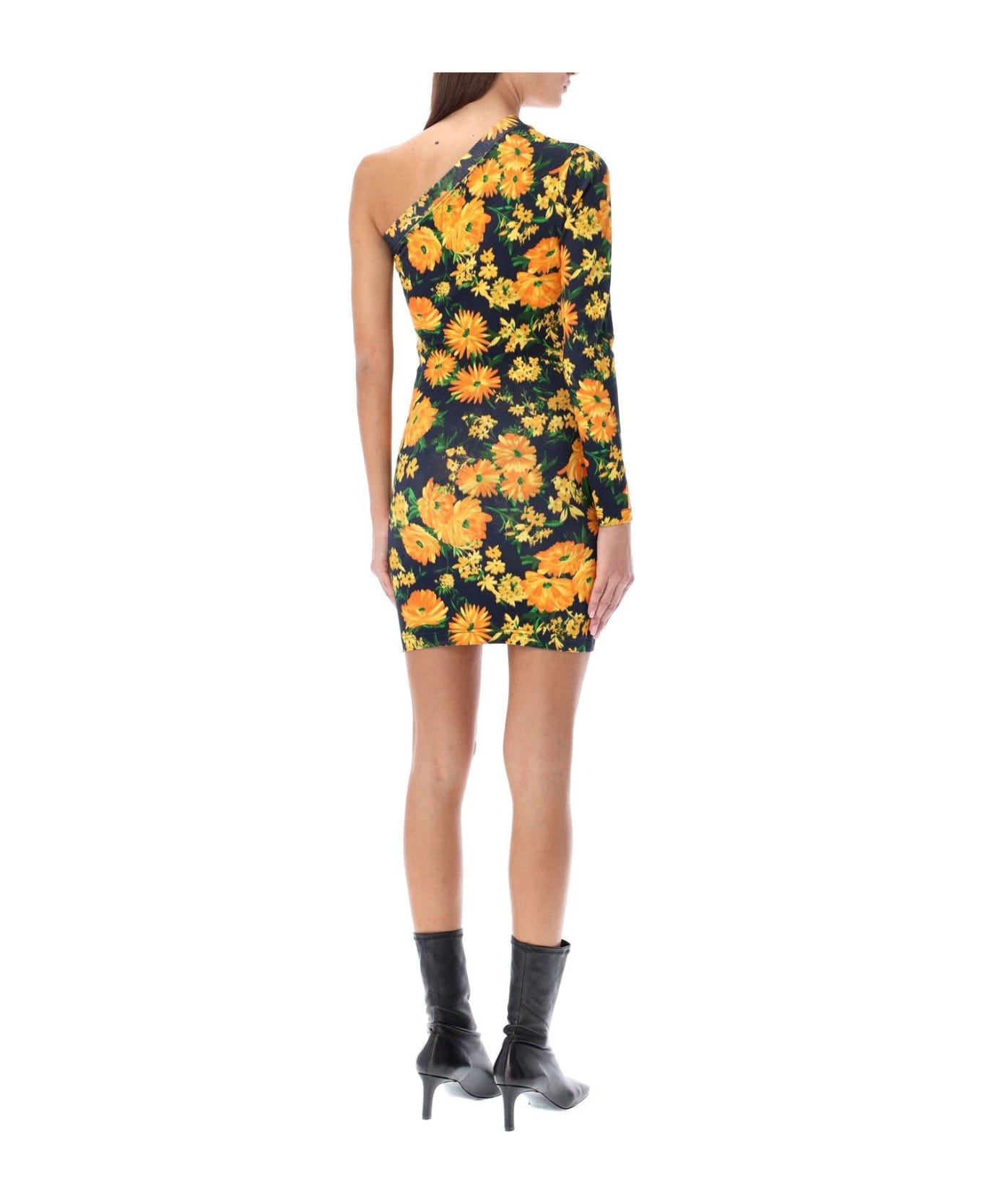 Balenciaga Floral Printed One-shoulder Dress - Yellow ワンピース＆ドレス