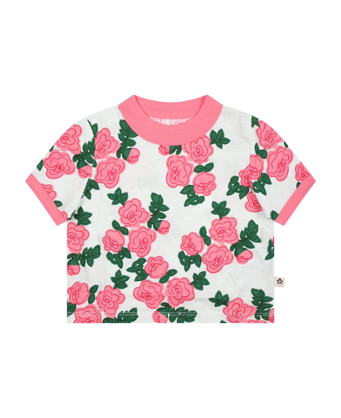Mini Rodini White T-shirt For Baby Girl With Rose - White