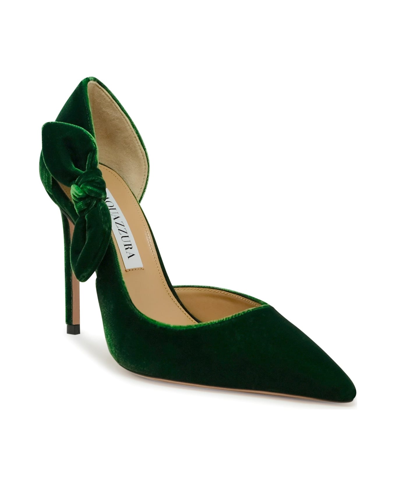 Aquazzura Green Velvet Bow Tie Pump 105 - GREEN