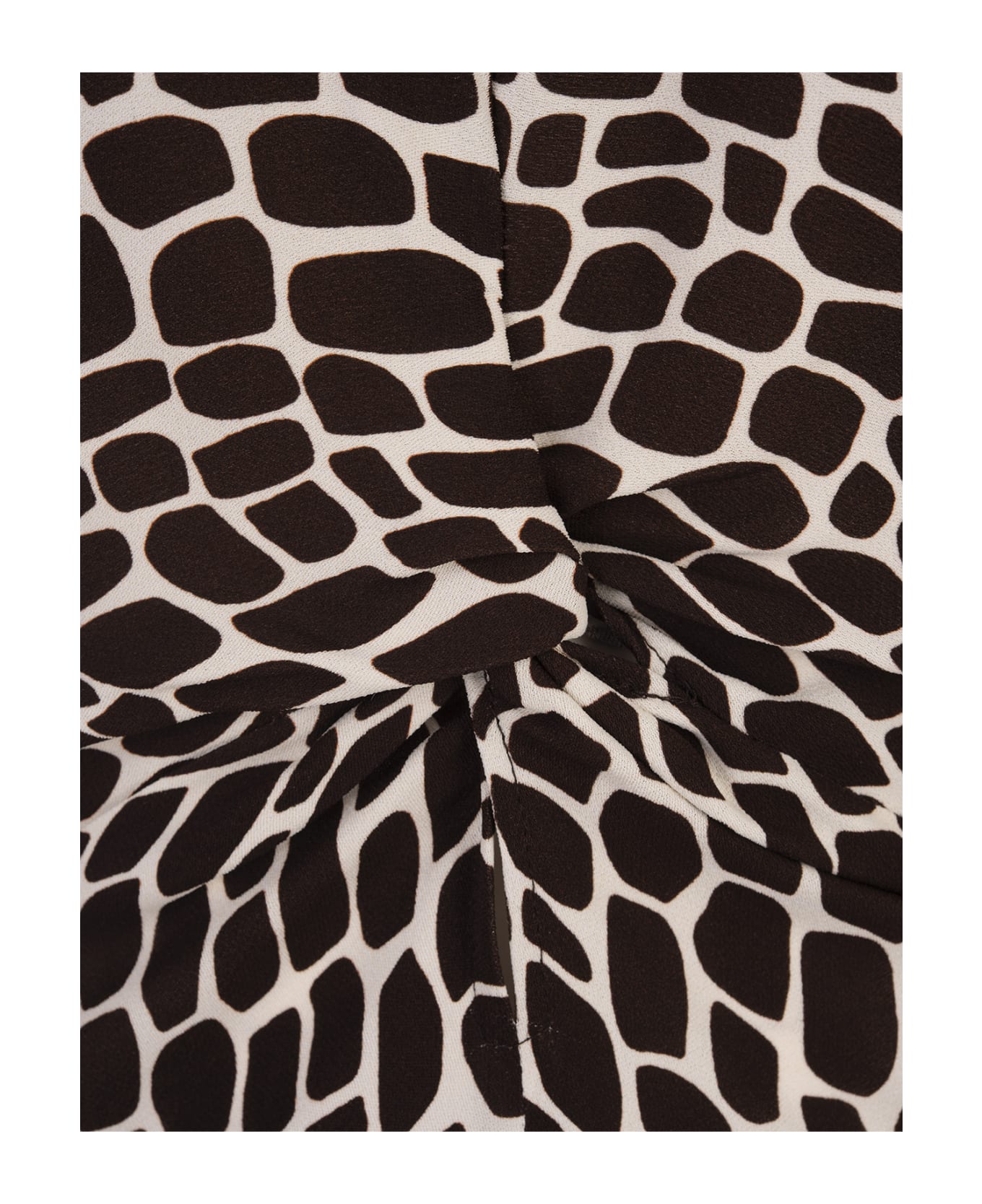 MSGM Fluid Long Dress In Optical Giraffe Print Viscose - Brown