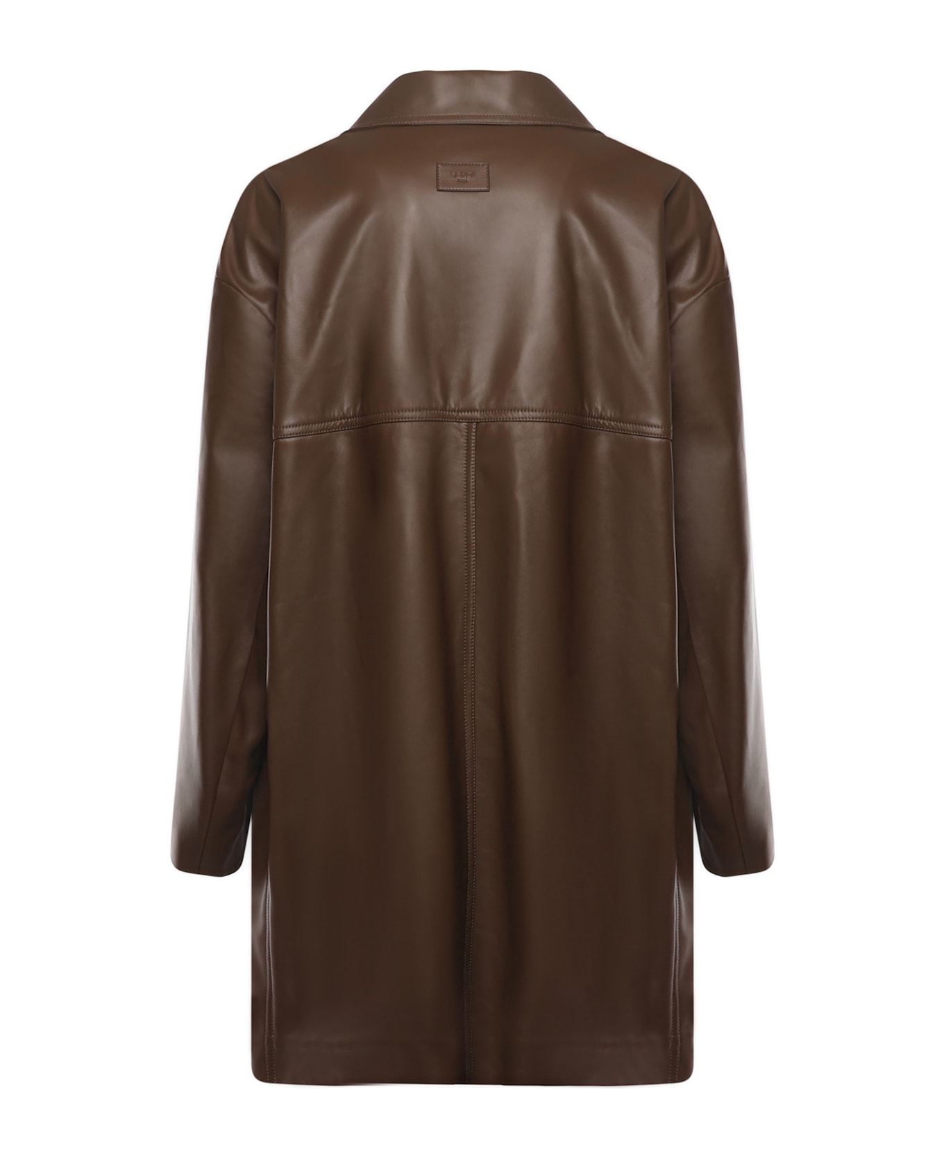 Fendi Nappa Leather Pea Coat - Beige