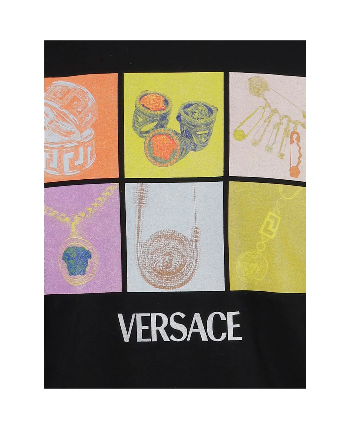 Versace T-shirt With Front Print - Black