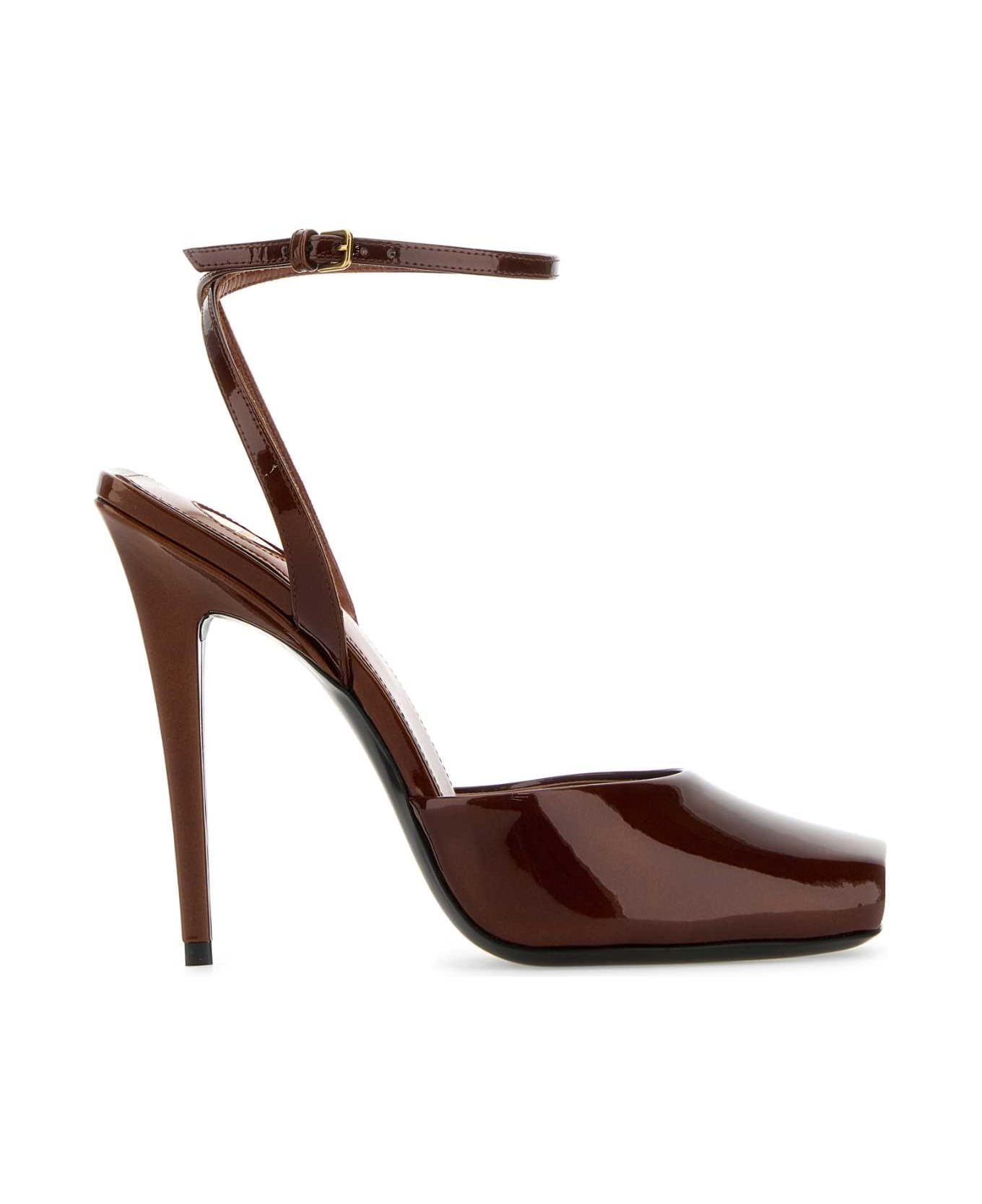 Saint Laurent Caramel Leather Le Scandal Sandals - FLUFFYCHATAIGNE