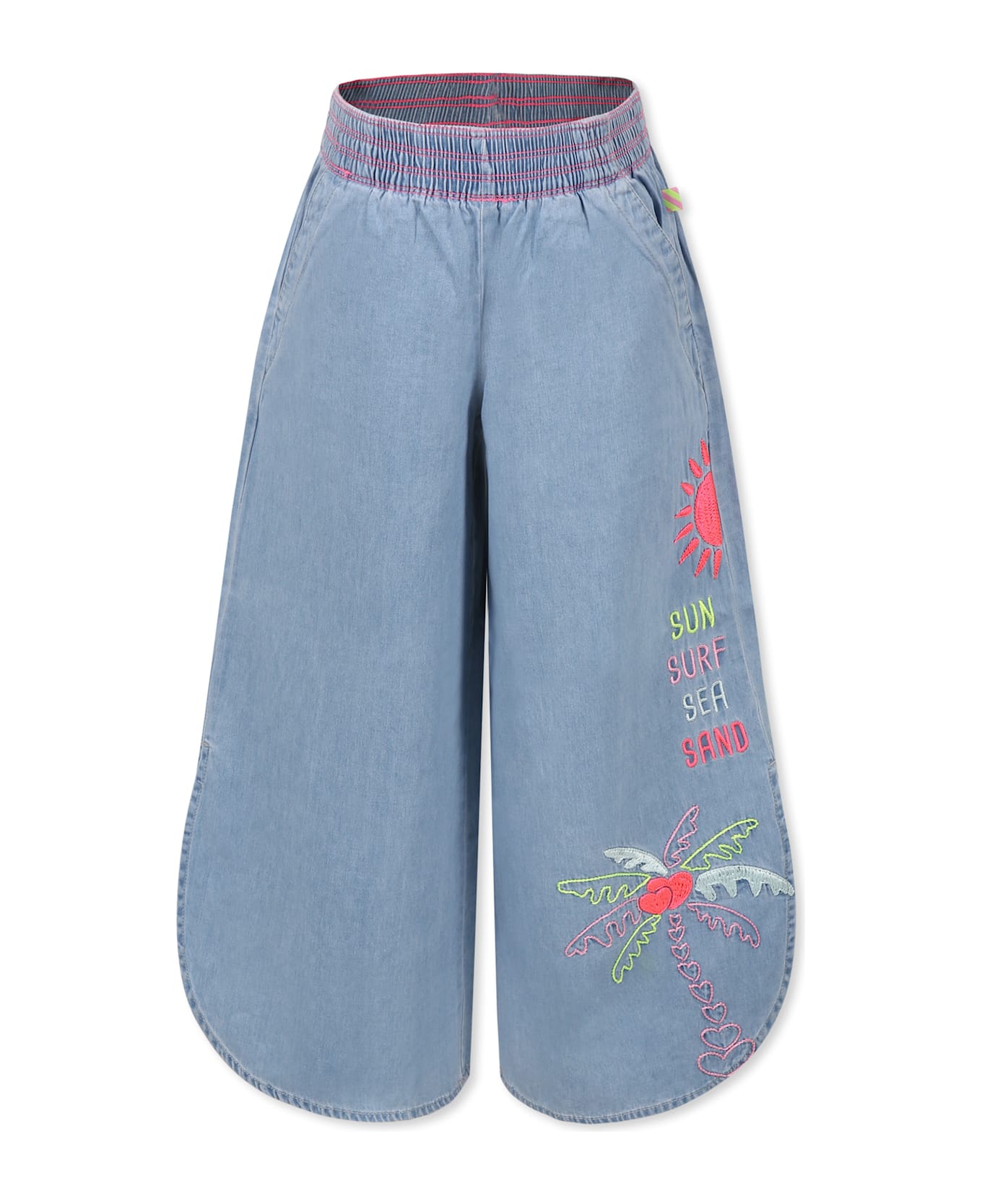 Billieblush Denim Jeans For Girl With Palm Tree - Denim