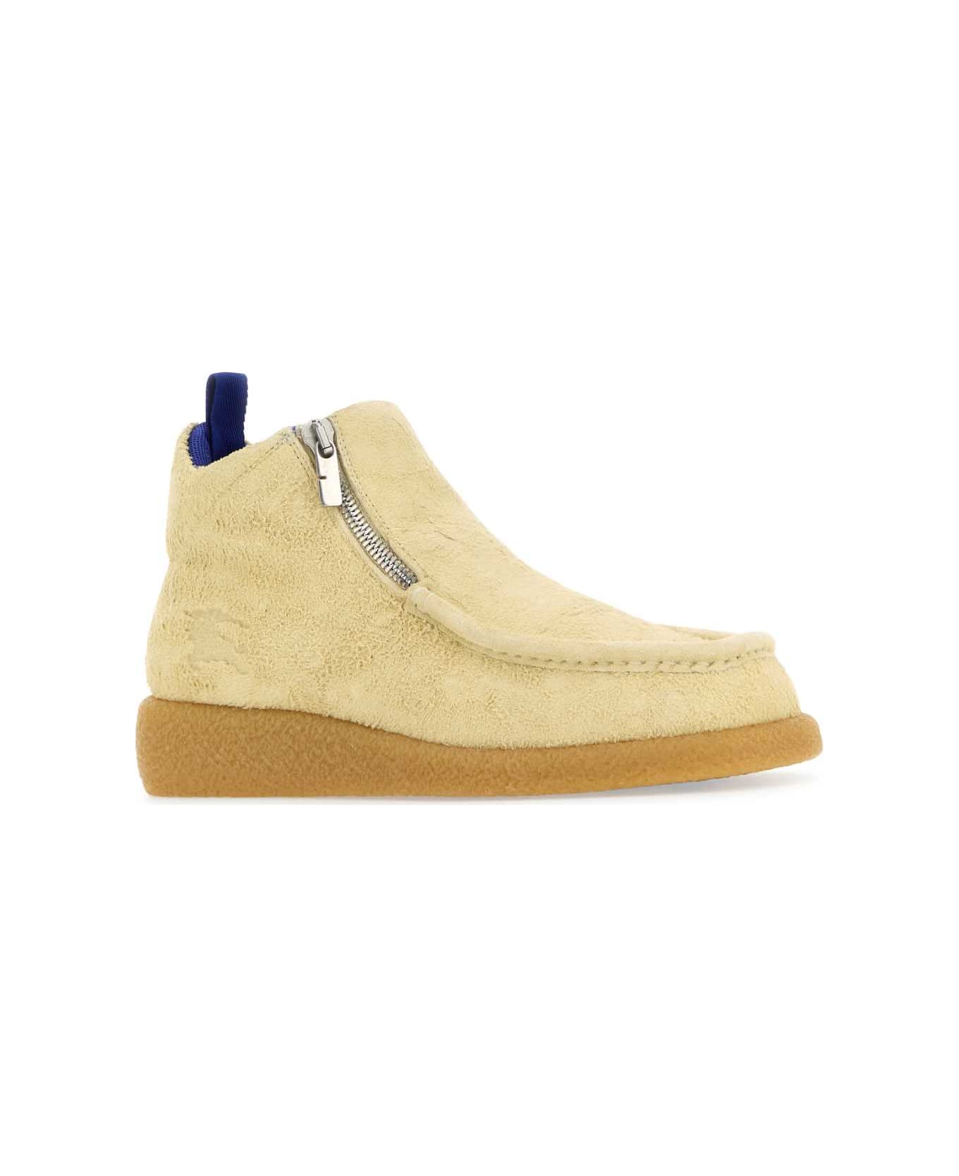 Burberry Cream Suede Chance Ankle Boots - WOOL