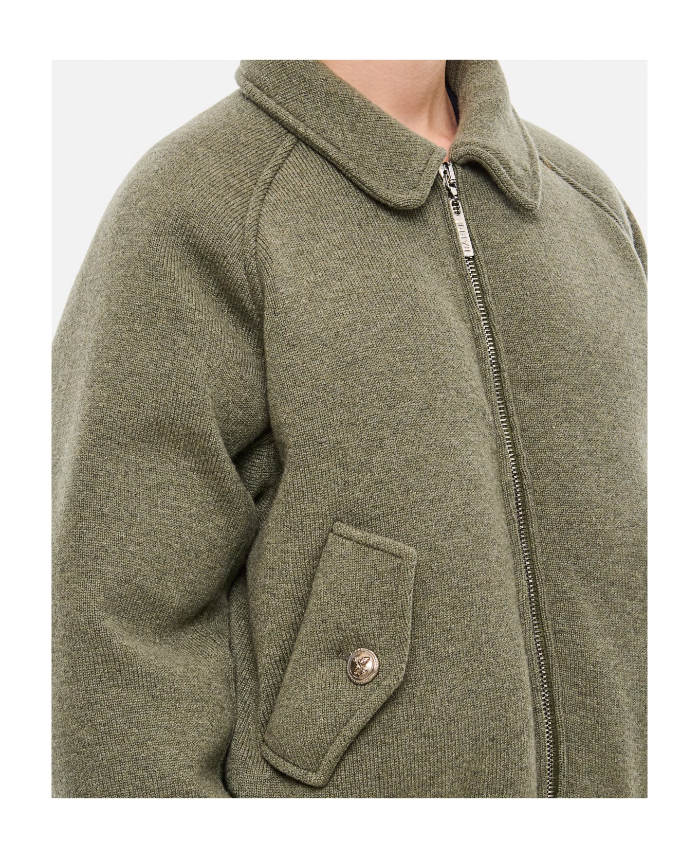 Barrie Padded Bomber Jacket In Green Cashmere - Green