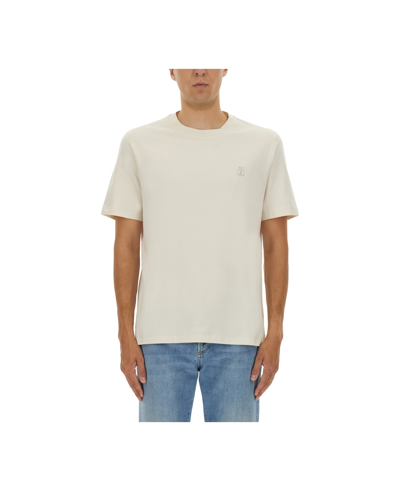 Brunello Cucinelli T-shirt With Logo - IVORY