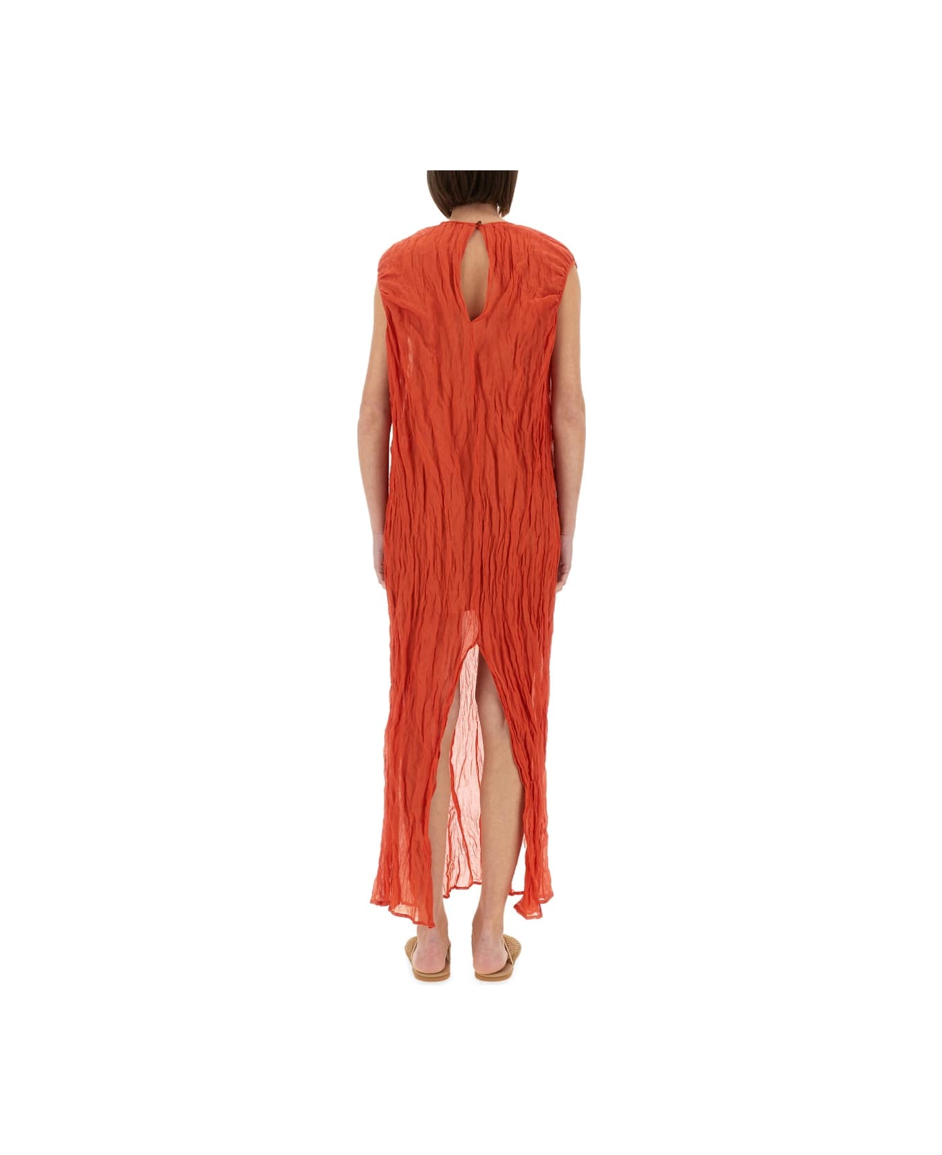 Alysi Metallic Gauze Longuette Dress - RED