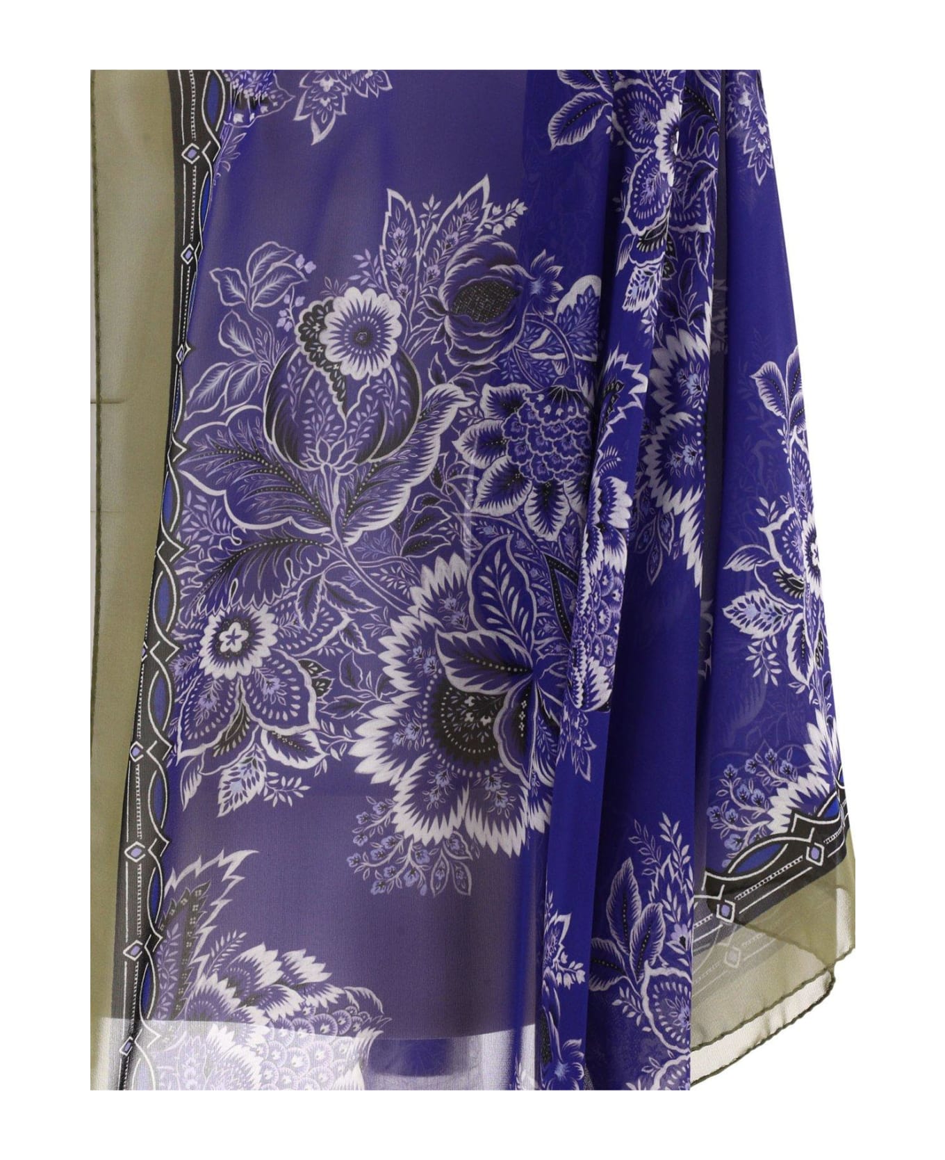 Etro Floral-printed V-neck Tied Blouse - BLUE/WHITE